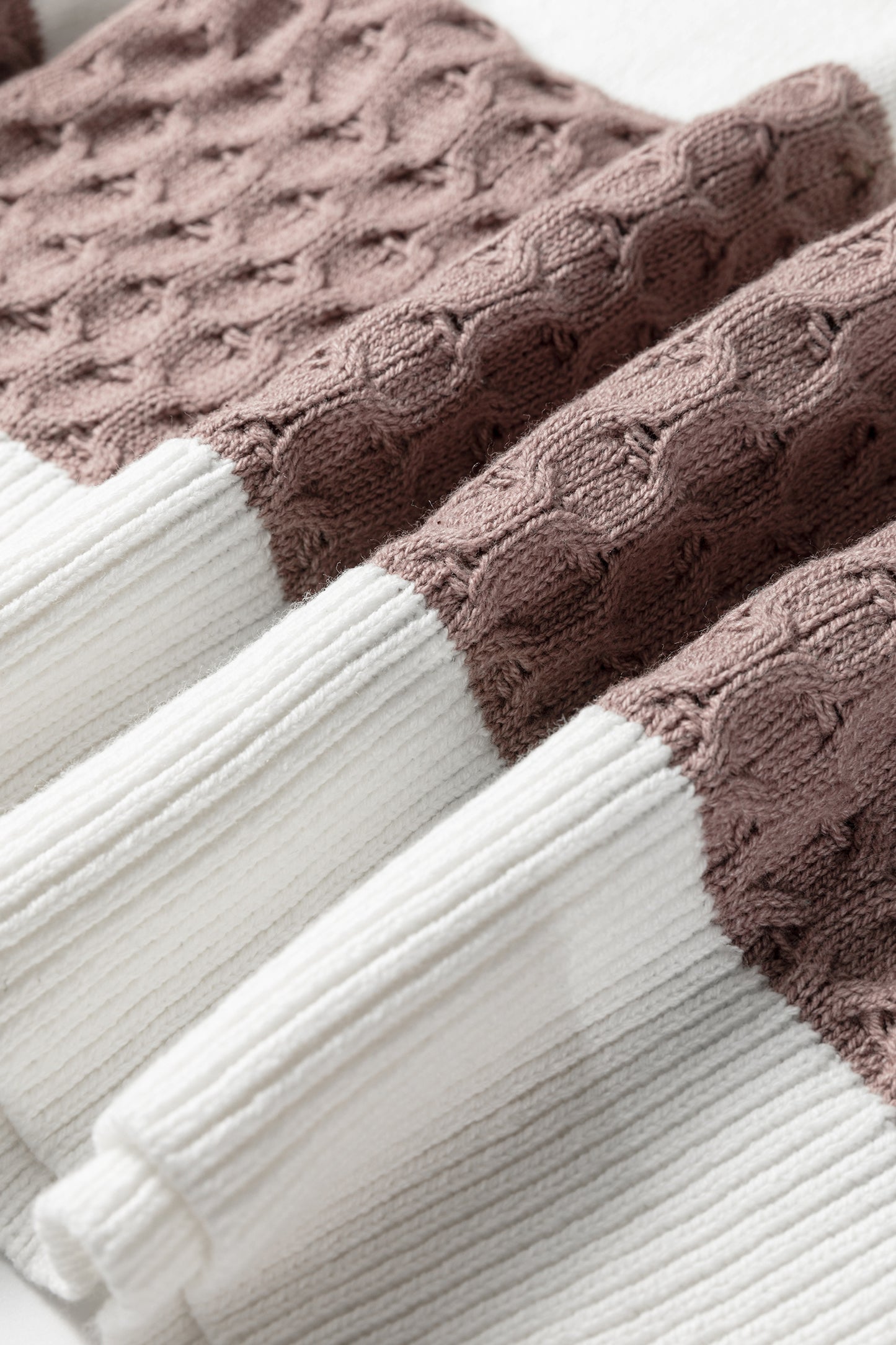 Green Mixed Texture Knit Striped Color Block Loose Sweater-TOPS / DRESSES-[Adult]-[Female]-2022 Online Blue Zone Planet