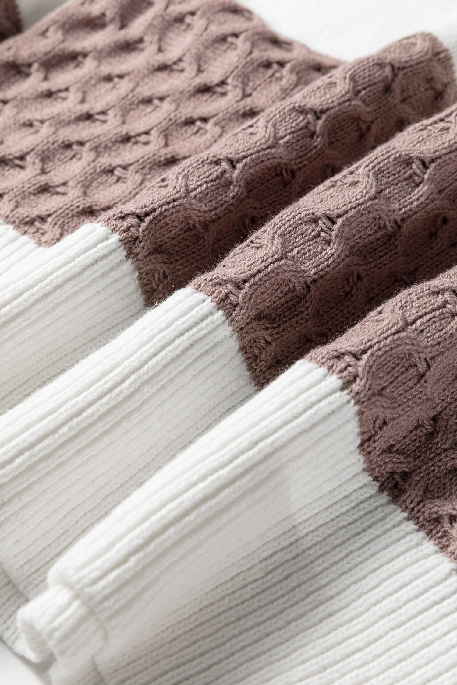 Green Mixed Texture Knit Striped Color Block Loose Sweater-TOPS / DRESSES-[Adult]-[Female]-2022 Online Blue Zone Planet