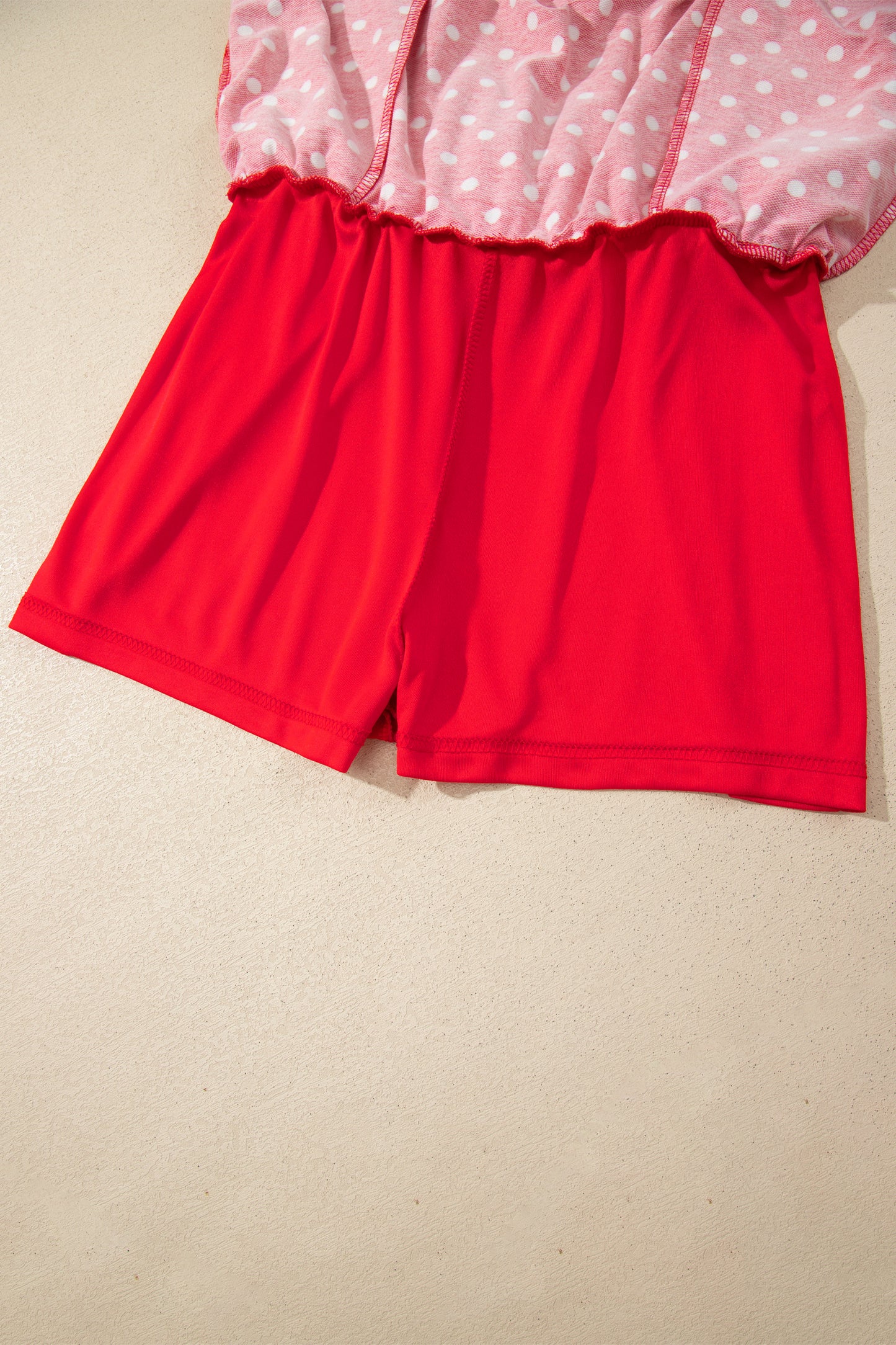 Fiery Red Polka Dot Drawstring Casual Mini Skort-Bottoms/Skirts & Petticoat-[Adult]-[Female]-2022 Online Blue Zone Planet