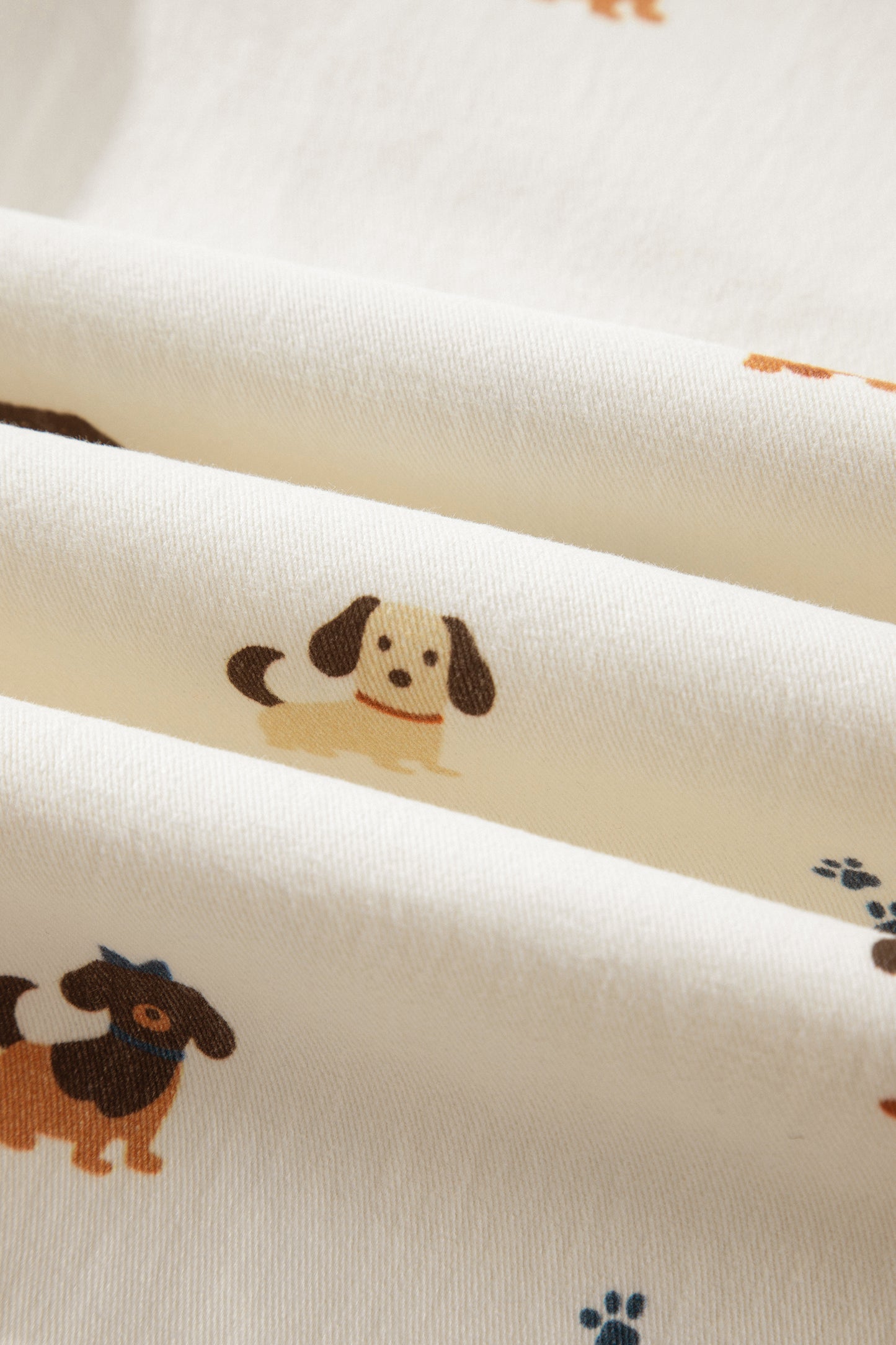 White Abstract Dog Print Wide Leg Full-Length Jeans-Bottoms/Jeans-[Adult]-[Female]-2022 Online Blue Zone Planet