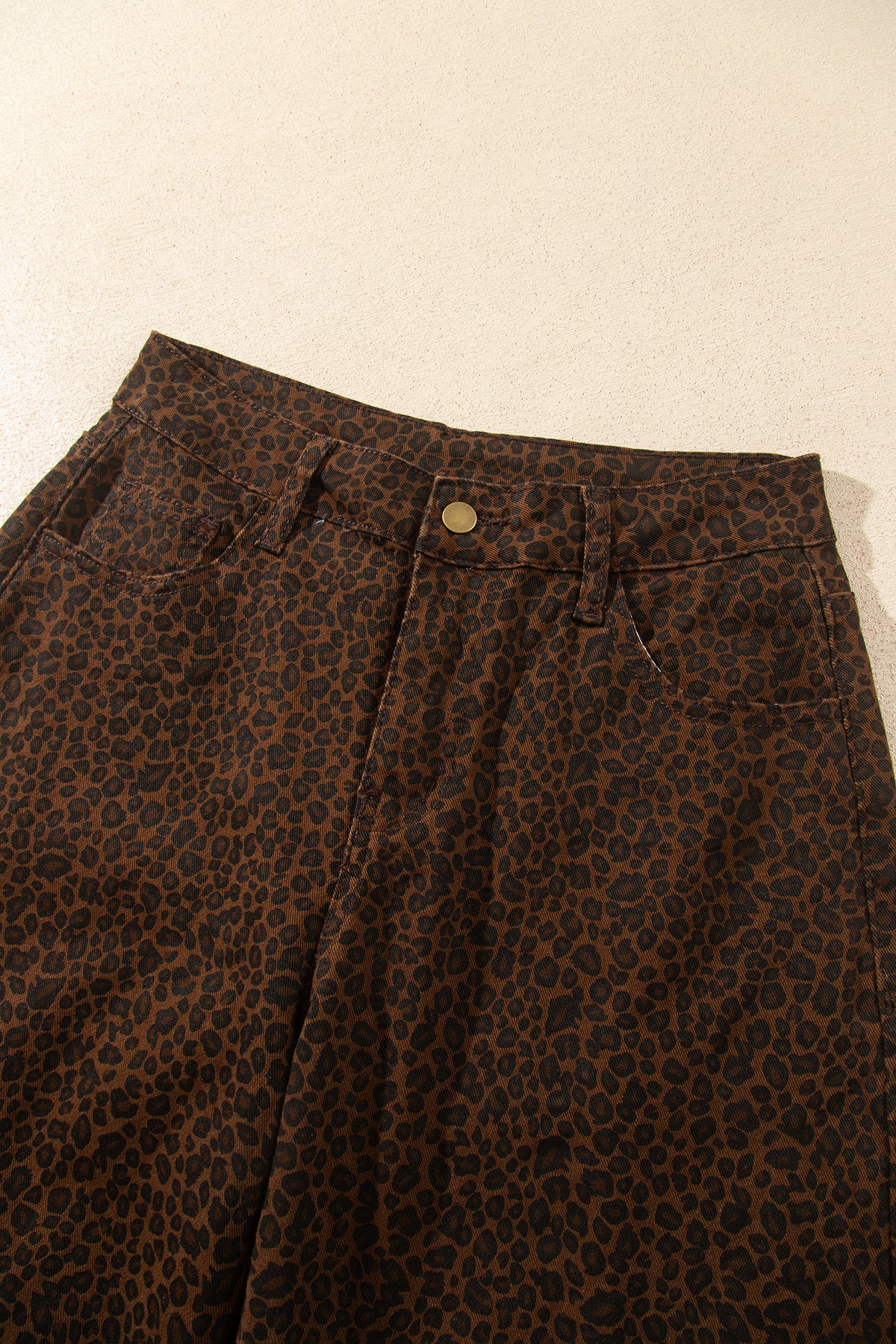 Brown Casual Leopard Print Full-Length Regular Fit Jeans-TOPS / DRESSES-[Adult]-[Female]-2022 Online Blue Zone Planet