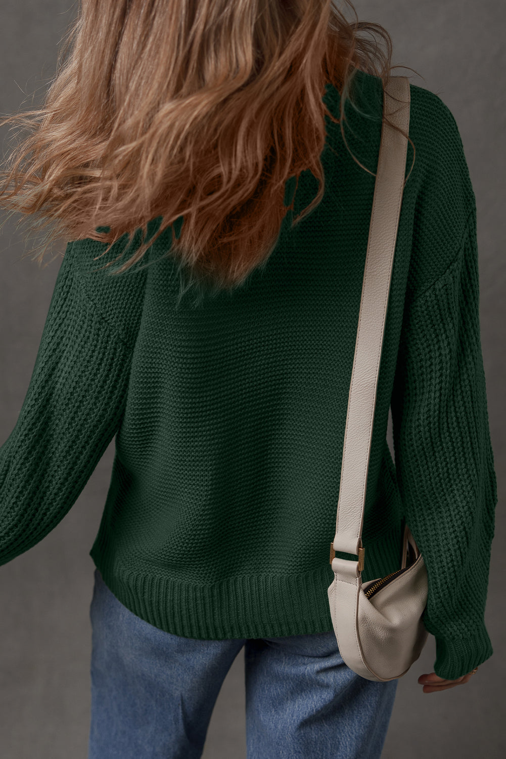 Mist Green Solid Color Front Seam Drop Shoulder Loose Sweater-TOPS / DRESSES-[Adult]-[Female]-2022 Online Blue Zone Planet