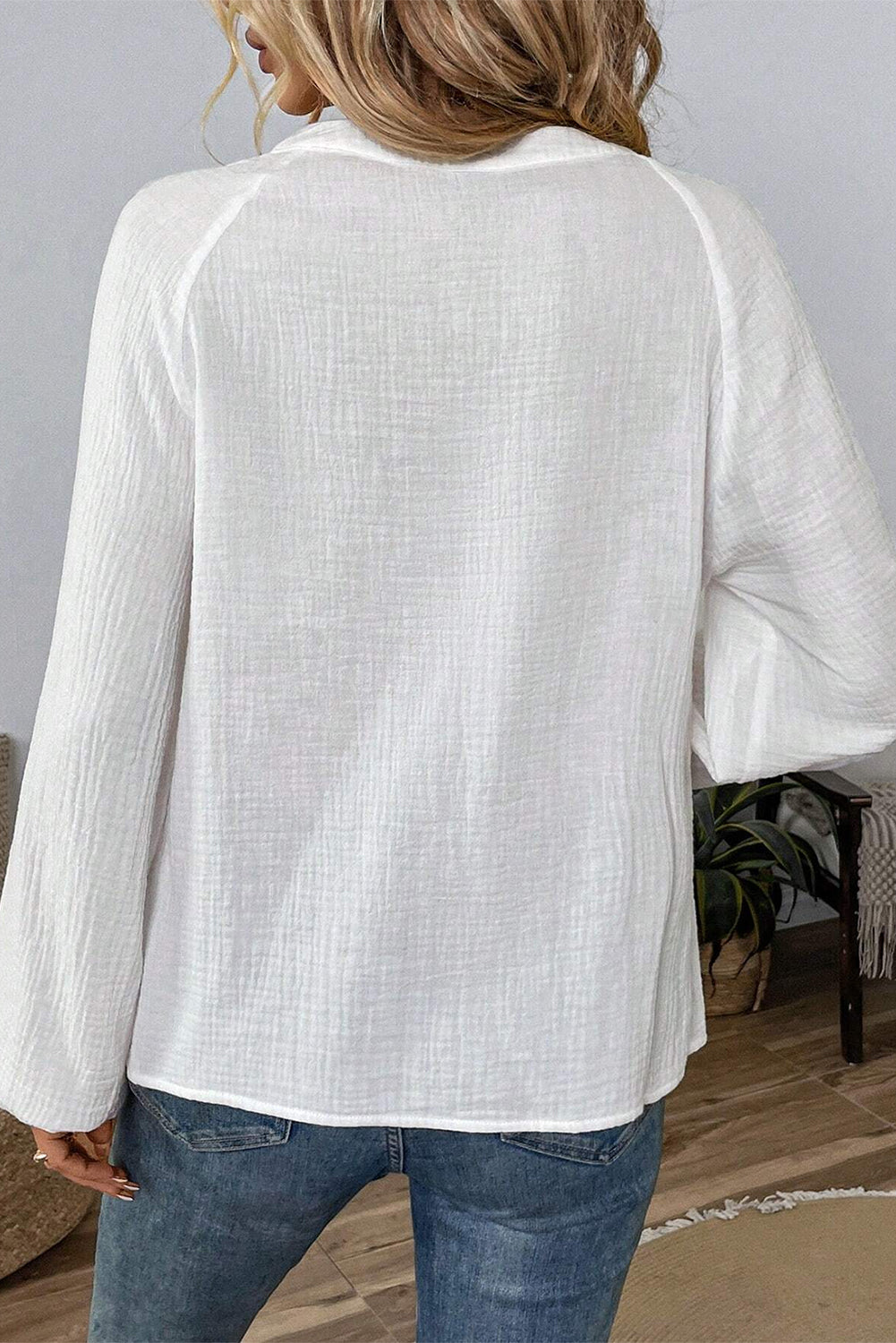 Embroidered Notched Long Sleeve Blouse-TOPS / DRESSES-[Adult]-[Female]-2022 Online Blue Zone Planet