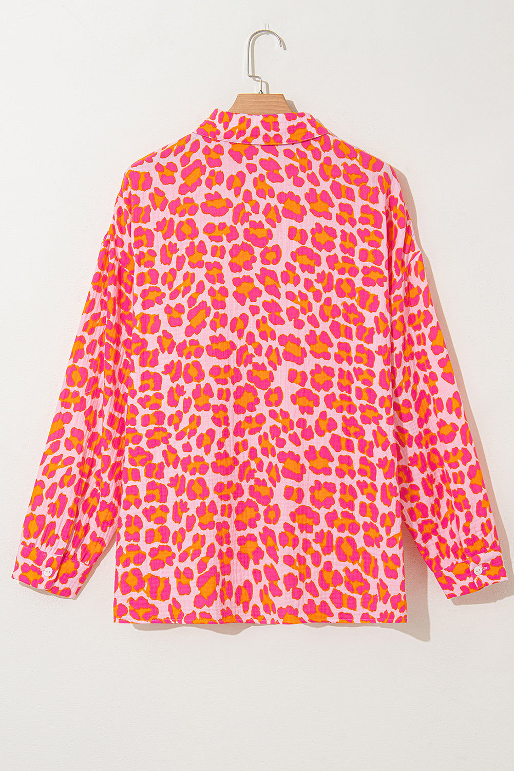 Blue Zone Planet | Rose Leopard Printed Button Up Loose Shirt-Tops/Blouses & Shirts-[Adult]-[Female]-2022 Online Blue Zone Planet