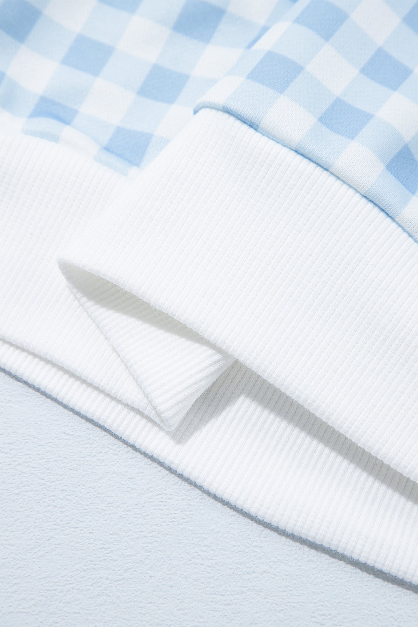 Light Blue Plaid Round Neck Long Sleeve Sweatshirt-Tops/Sweatshirts & Hoodies-[Adult]-[Female]-2022 Online Blue Zone Planet