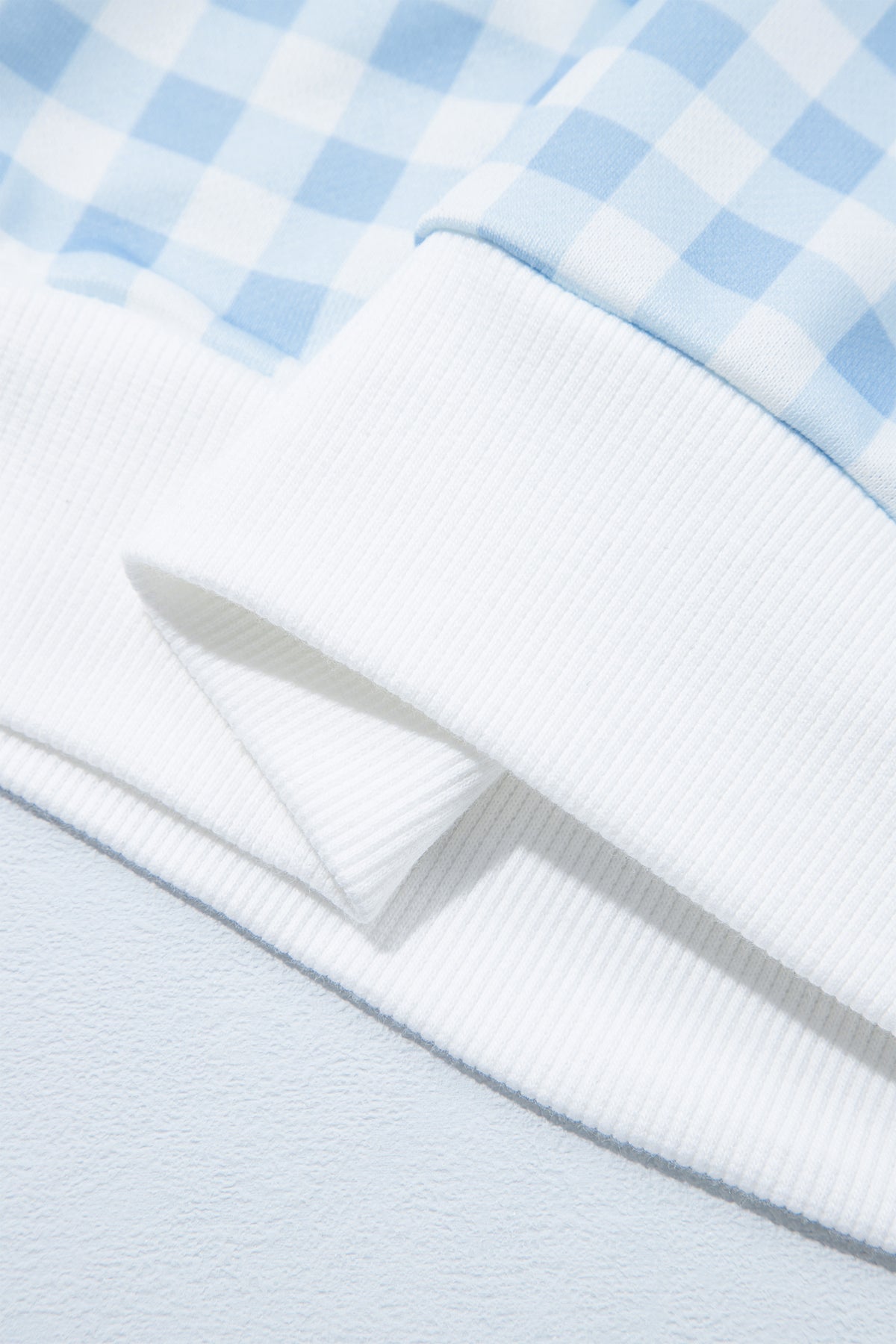 Light Blue Plaid Round Neck Long Sleeve Sweatshirt-Tops/Sweatshirts & Hoodies-[Adult]-[Female]-2022 Online Blue Zone Planet