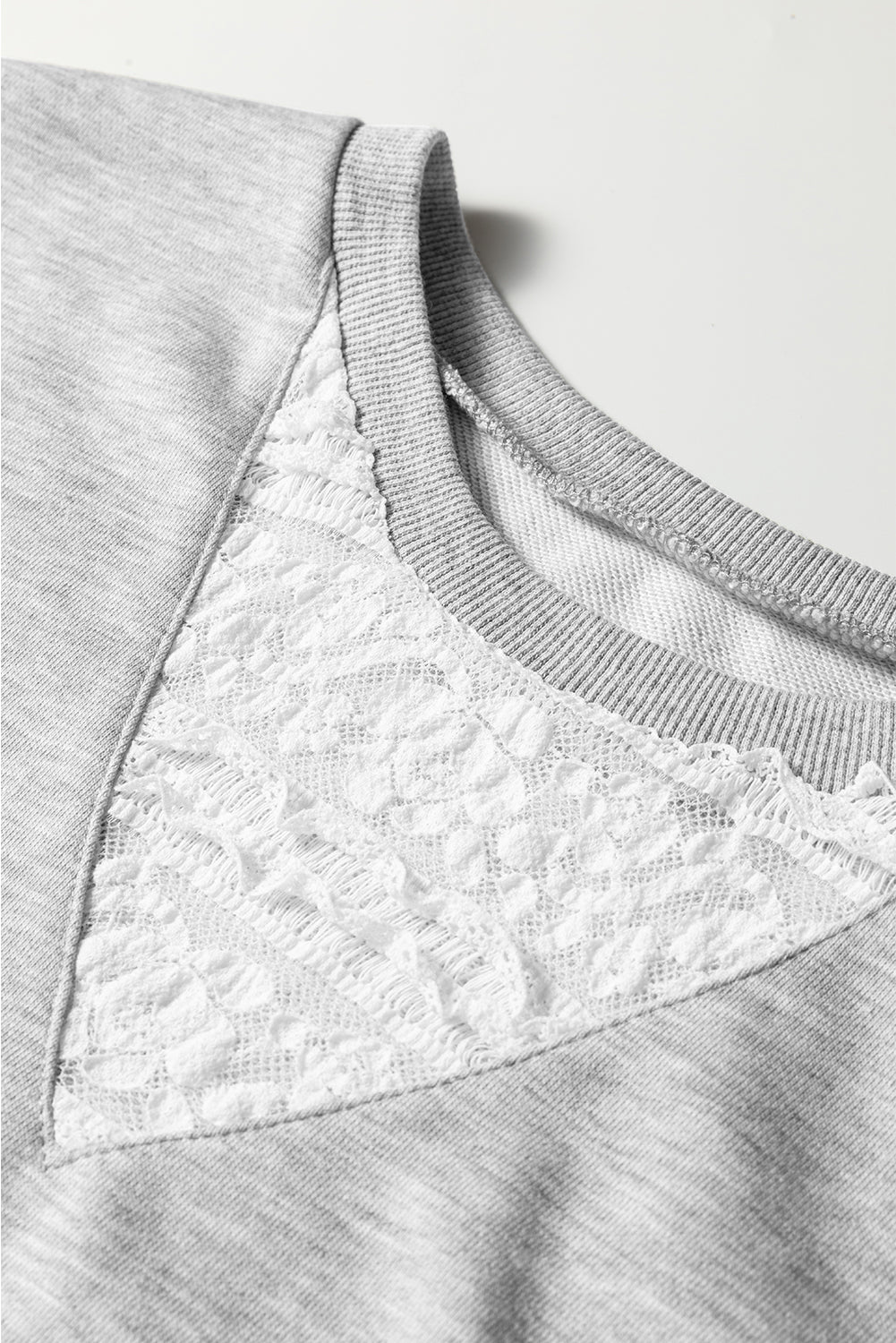 Light Grey Lace Patchwork Drop Shoulder Pullover Drawstring Skort 2pcs Outfit-Two Piece Sets/Two Piece Dresses-[Adult]-[Female]-2022 Online Blue Zone Planet