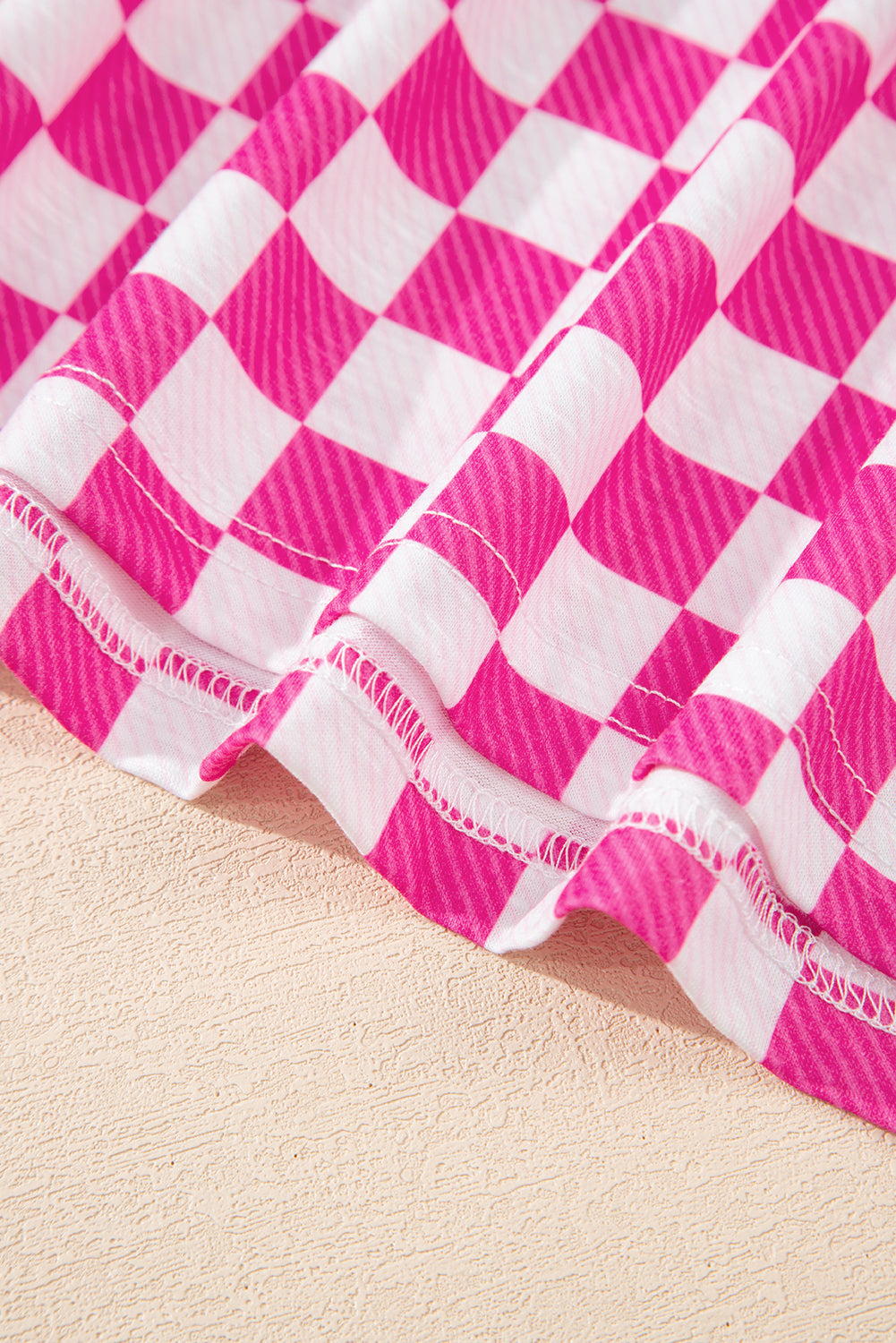 Pink Checkerboard T Shirt And High Waist Skorts 2 Piece Outfit-Two Piece Sets/Short Sets-[Adult]-[Female]-2022 Online Blue Zone Planet
