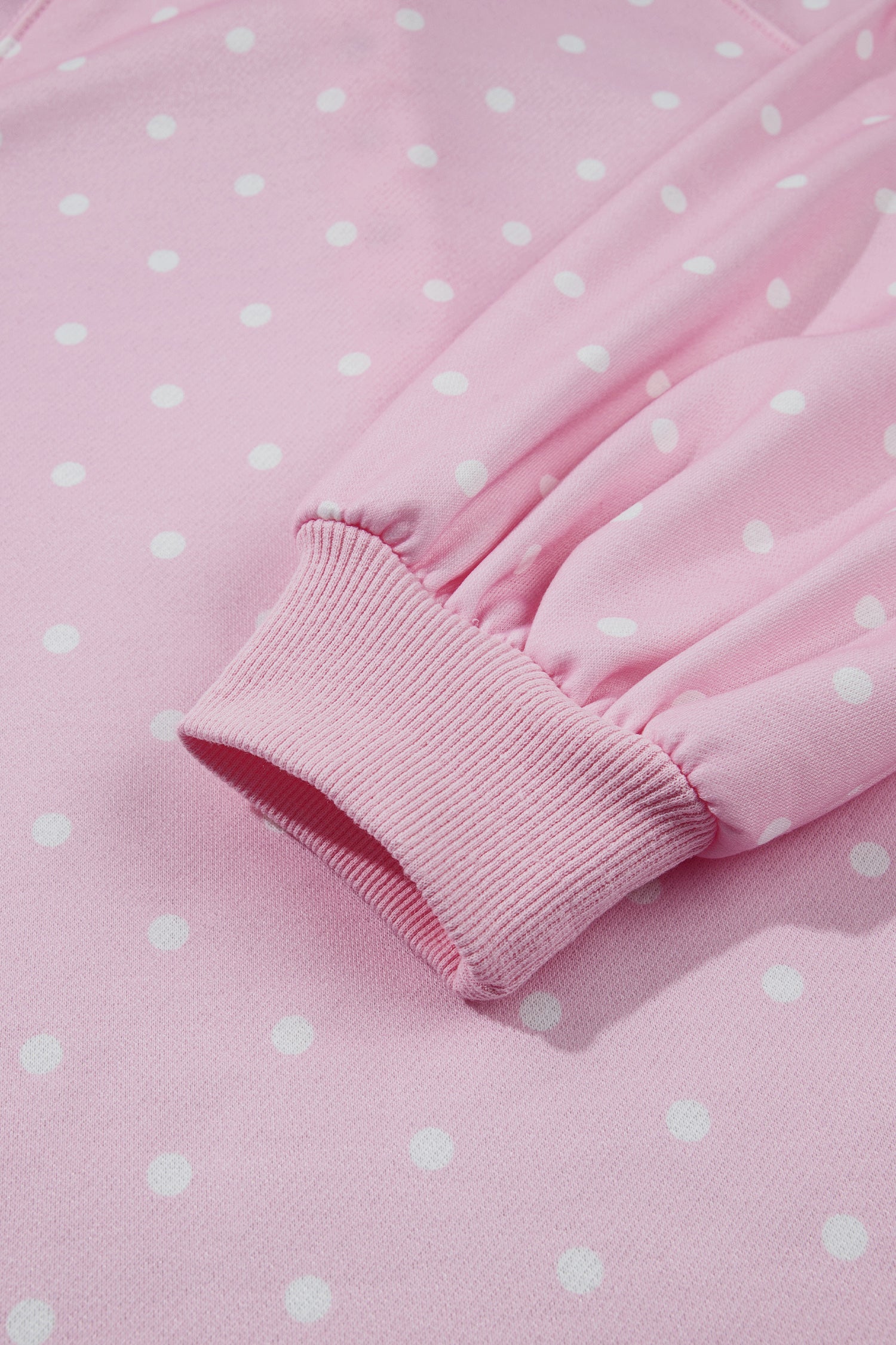 Pink Polka Dot Print Metal Button Collar Casual Pullover Sweatshirt-Tops/Sweatshirts & Hoodies-[Adult]-[Female]-2022 Online Blue Zone Planet