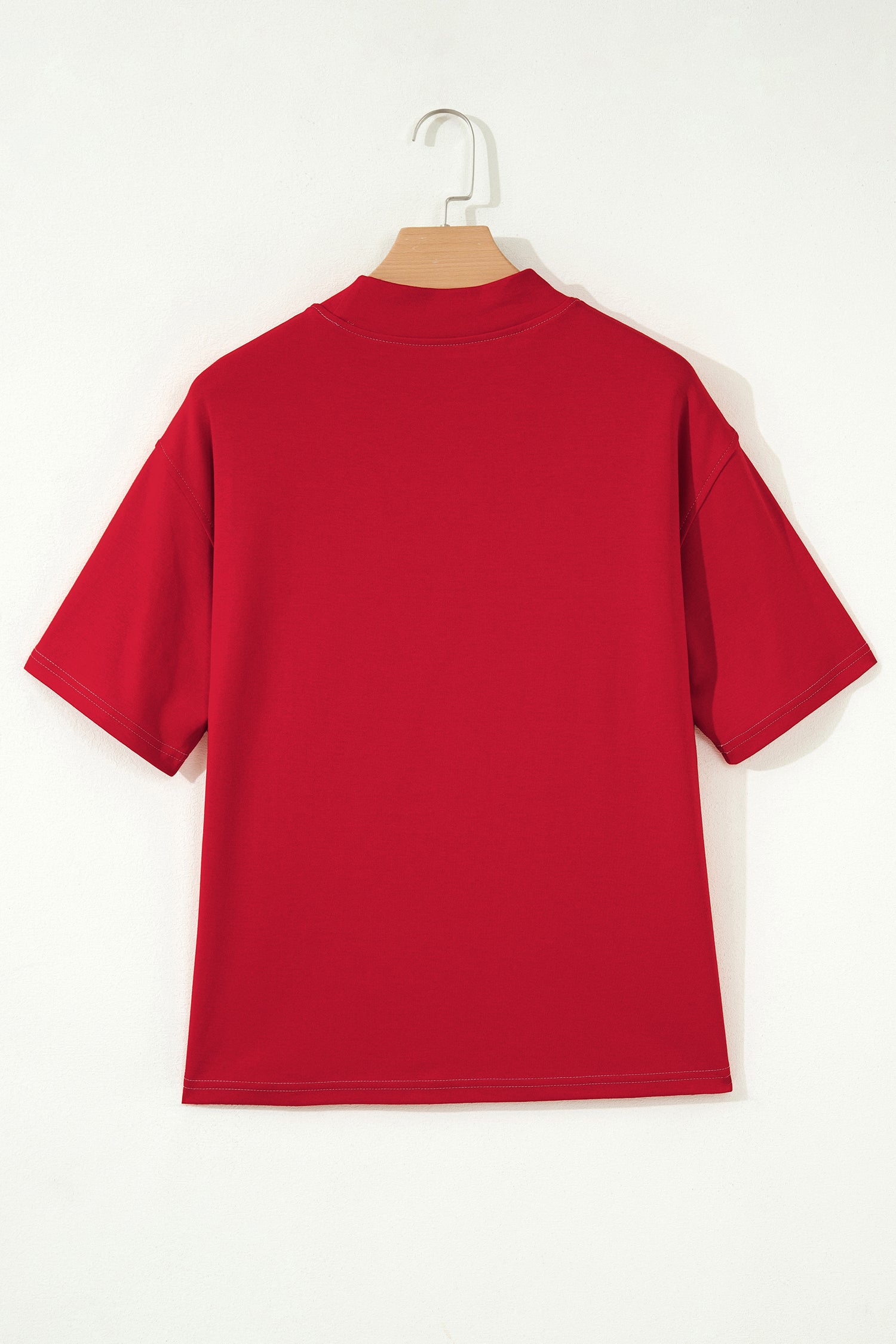 Racing Red Reversible Contrast-Stitched T-Shirt-Tops/Tops & Tees-[Adult]-[Female]-2022 Online Blue Zone Planet