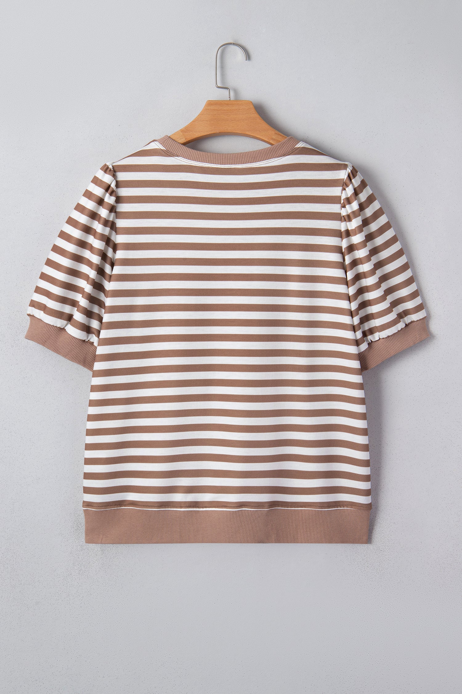Orange Stripe Short Bubble Sleeve T Shirt-Tops/Tops & Tees-[Adult]-[Female]-2022 Online Blue Zone Planet
