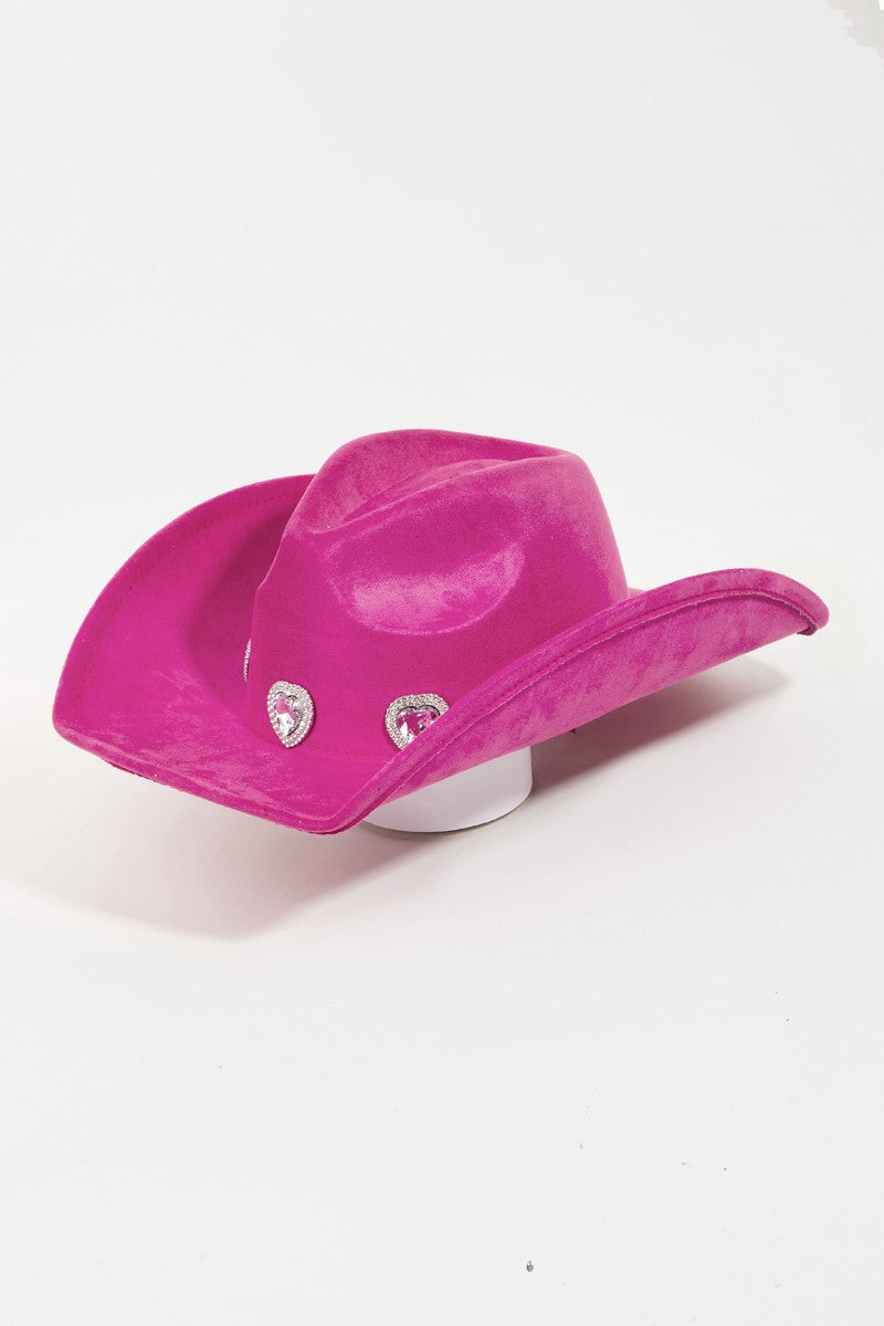 Fame Rhinestone Pave Heart Cowboy Hat-HATS-[Adult]-[Female]-Fu-One Size-2022 Online Blue Zone Planet