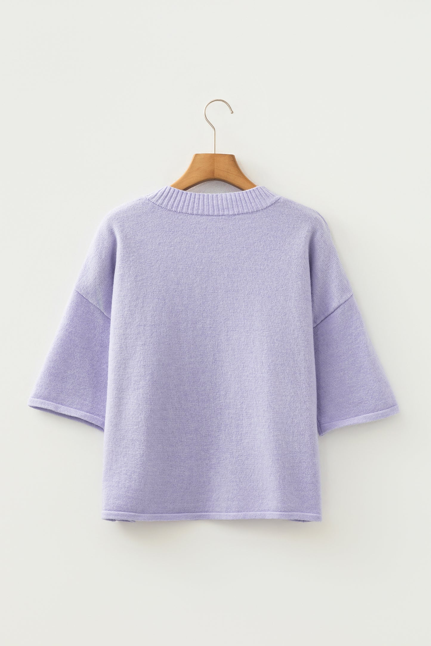 Lavendula 3/4 Sleeve Boxy Knit Button Down Sweater Cardigan-TOPS / DRESSES-[Adult]-[Female]-2022 Online Blue Zone Planet