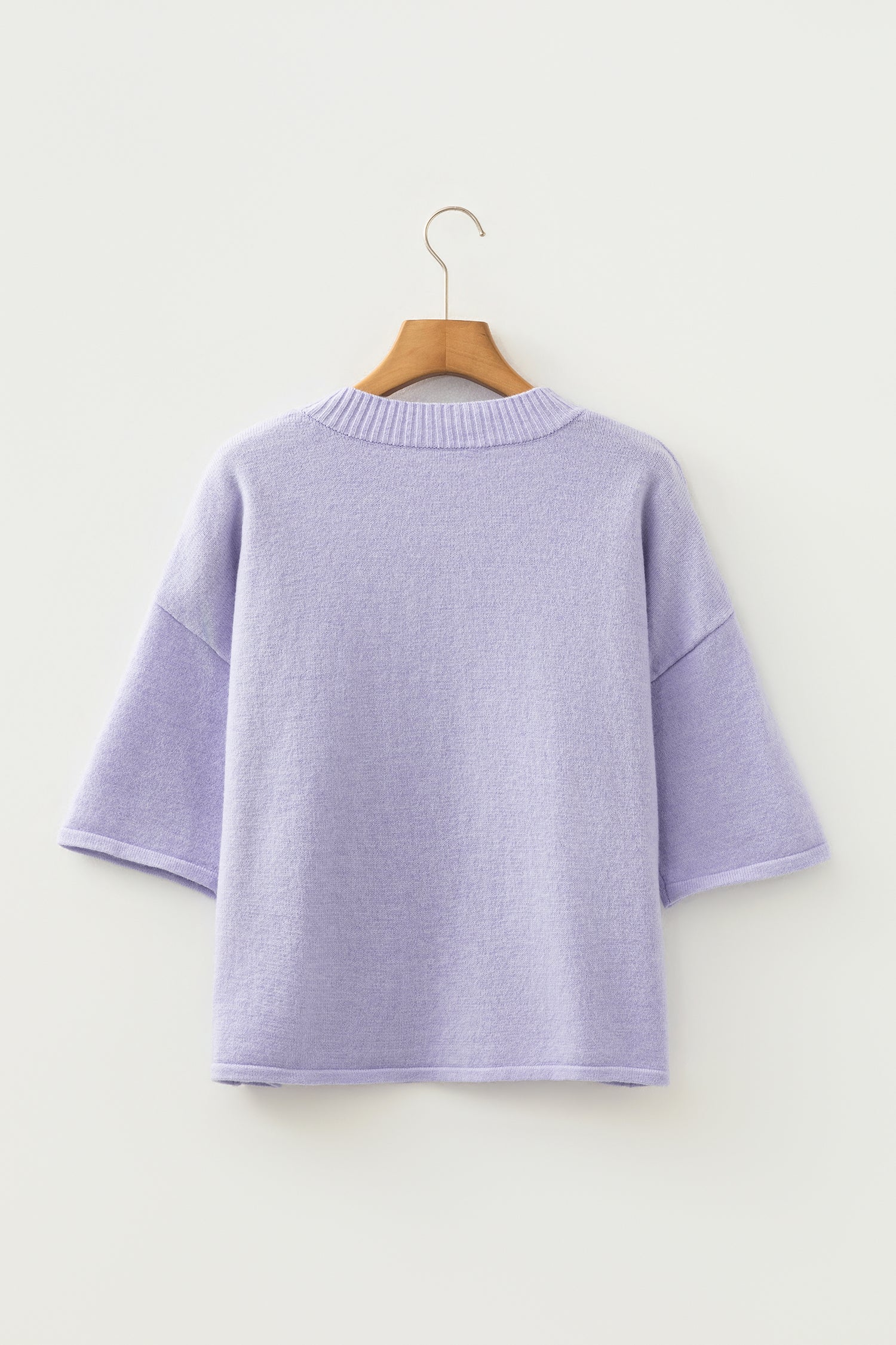 Lavendula 3/4 Sleeve Boxy Knit Button Down Sweater Cardigan-TOPS / DRESSES-[Adult]-[Female]-2022 Online Blue Zone Planet