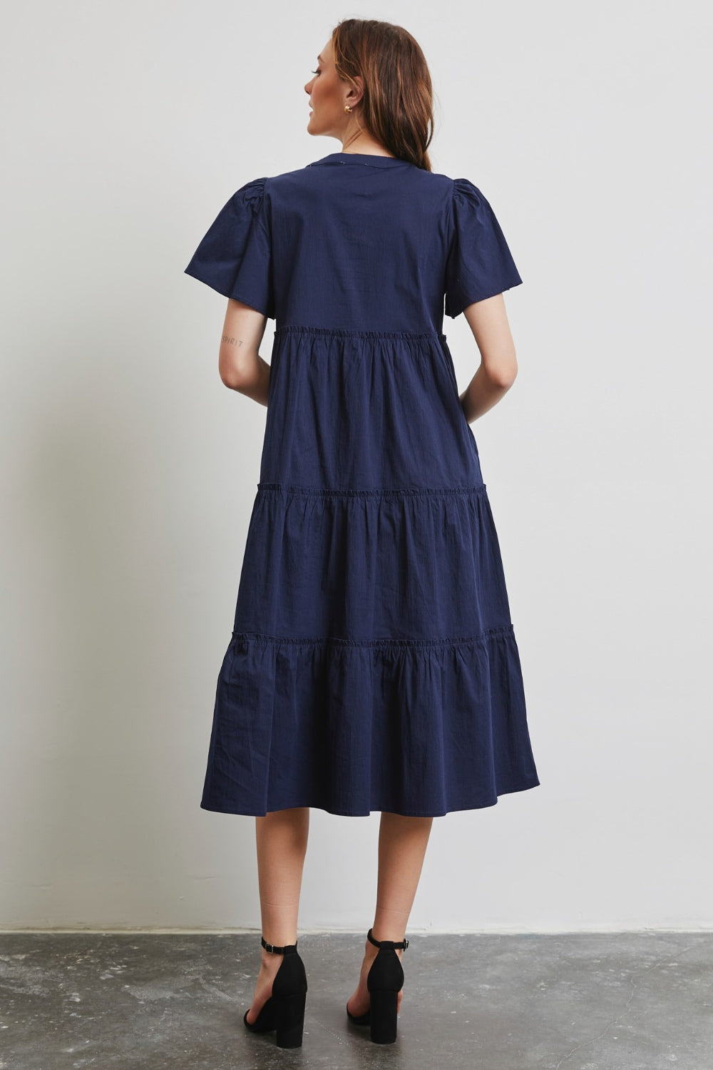 HEYSON Full Size Cotton Poplin Ruffled Tiered Midi Dress-TOPS / DRESSES-[Adult]-[Female]-2022 Online Blue Zone Planet