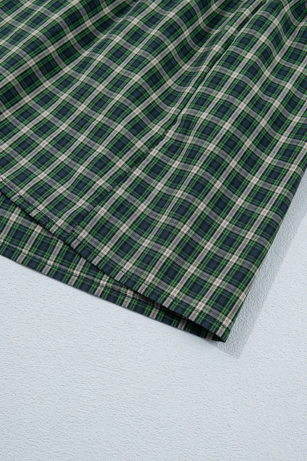 Green Plaid Square Neck Shirred High Waist Ruffle Hem Dress-TOPS / DRESSES-[Adult]-[Female]-2022 Online Blue Zone Planet