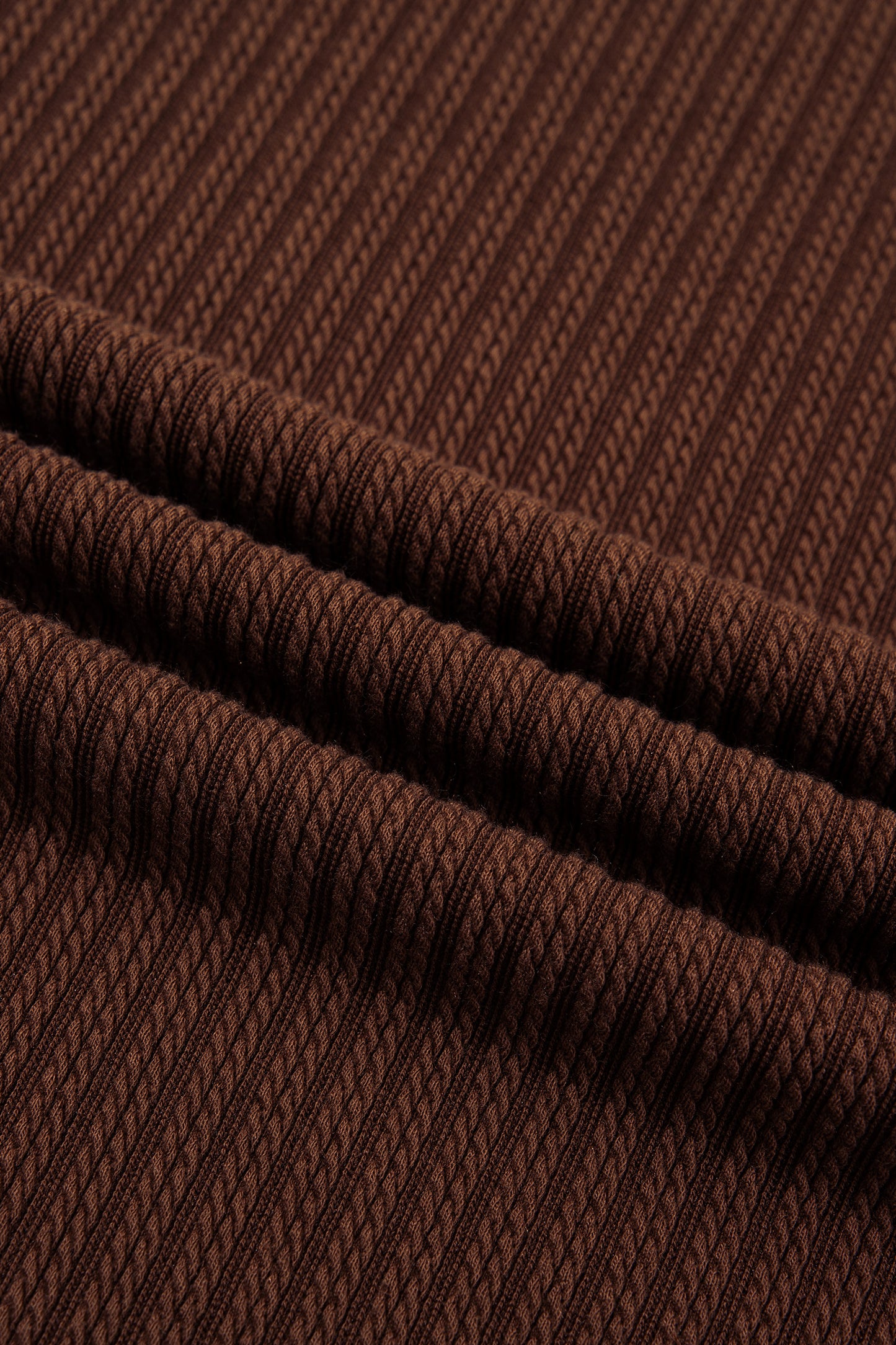 Dark Brown Textured Ribbed Knit Lettuce Trim 2pcs Lounge Set-Loungewear & Sleepwear/Loungewear-[Adult]-[Female]-2022 Online Blue Zone Planet