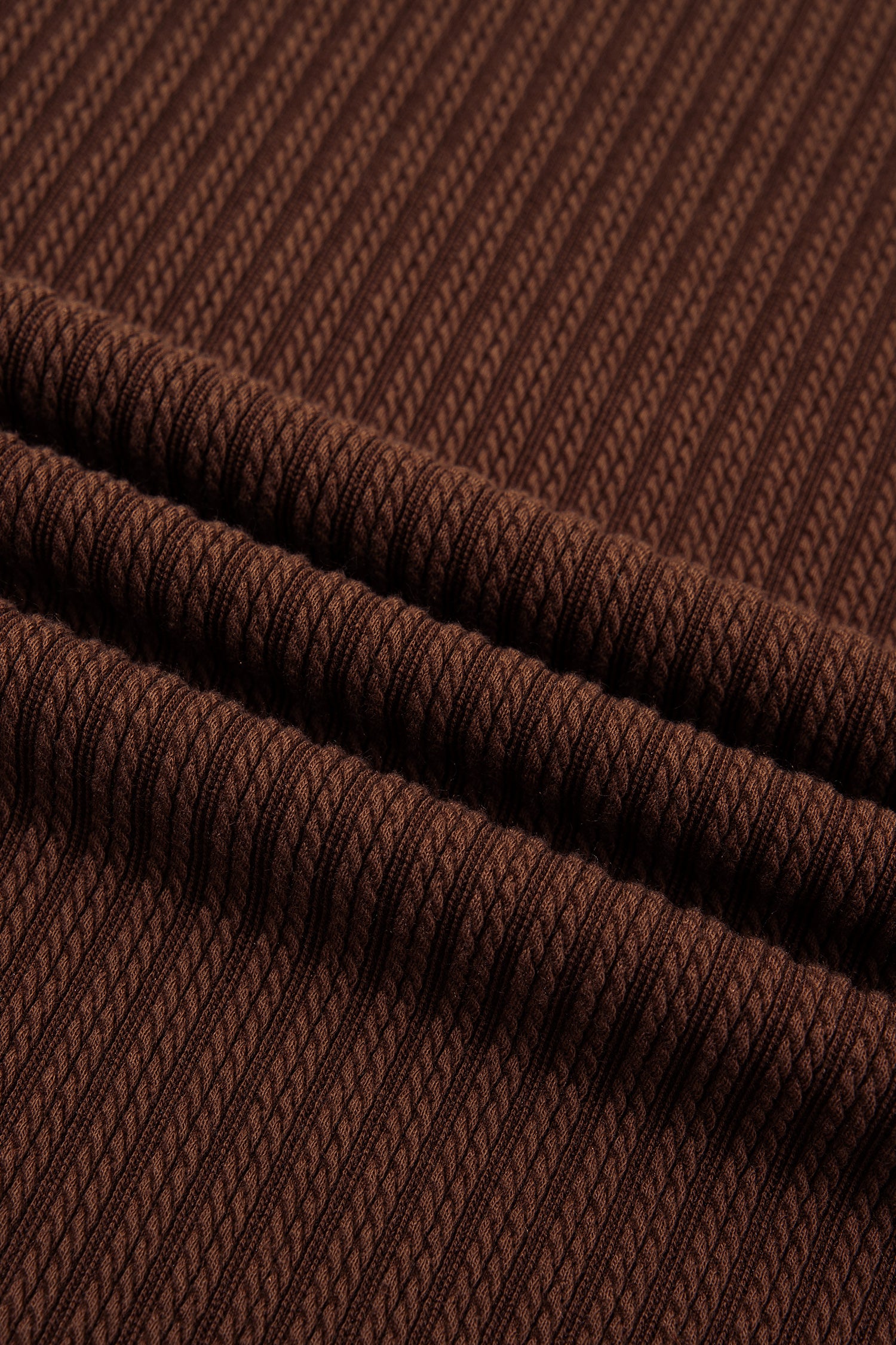 Dark Brown Textured Ribbed Knit Lettuce Trim 2pcs Lounge Set-Loungewear & Sleepwear/Loungewear-[Adult]-[Female]-2022 Online Blue Zone Planet