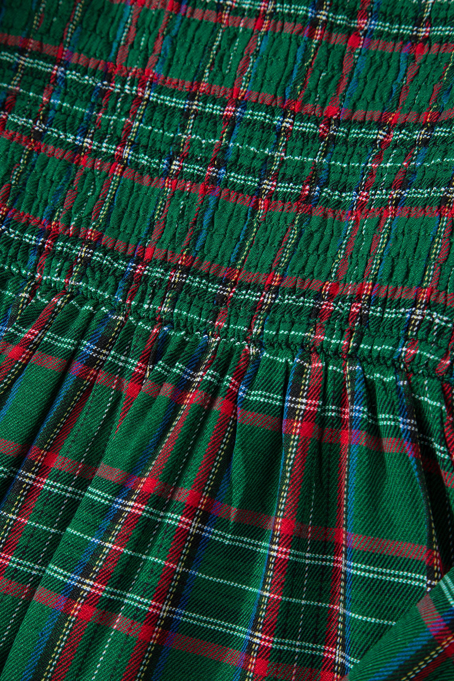 Green Tartan Plaid Square Neck Puff Sleeve Knot Waist Flared Midi Dress-TOPS / DRESSES-[Adult]-[Female]-2022 Online Blue Zone Planet