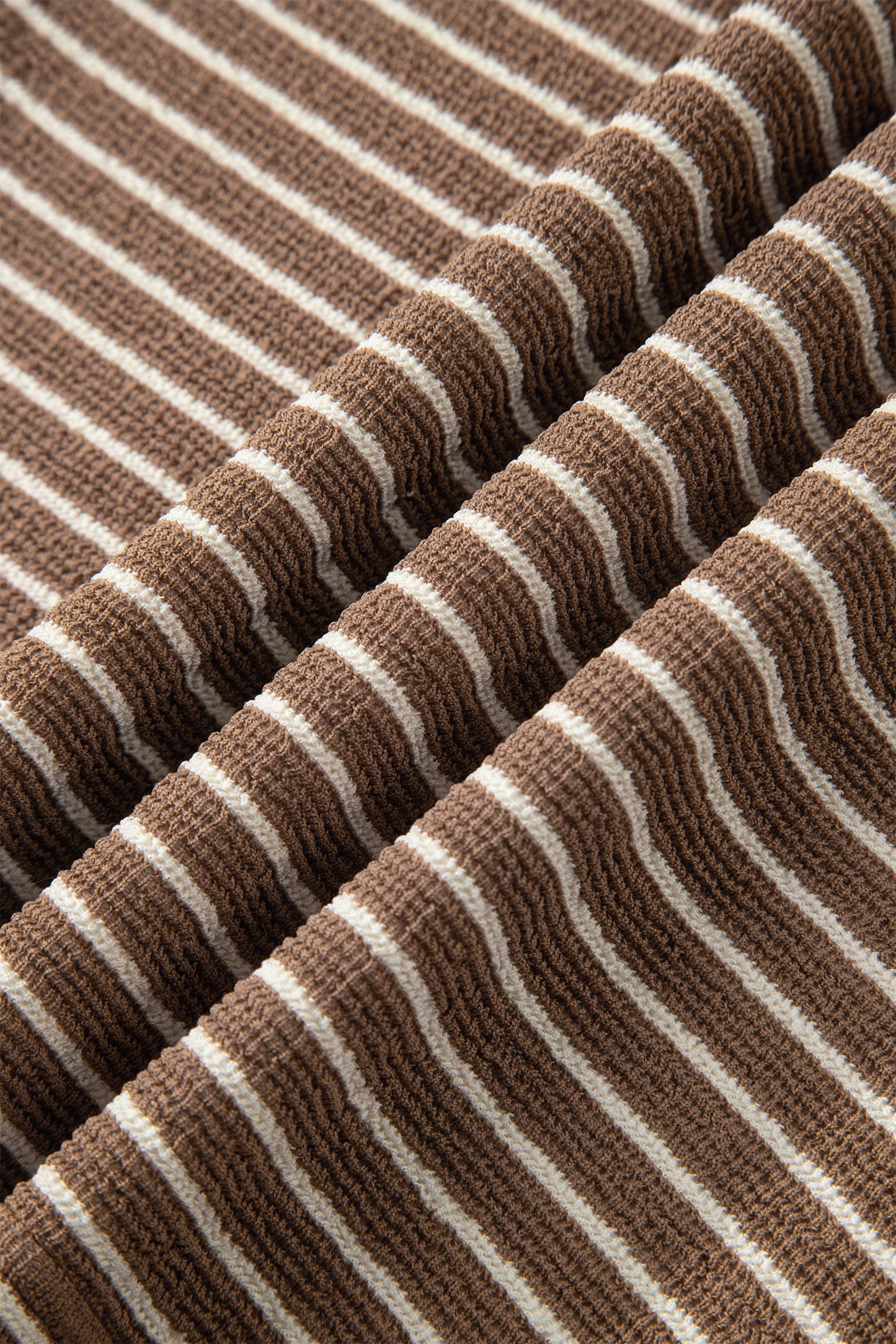 Khaki Stripe Crew Neck Tee Drawstring Waist Cropped Pants Set-Two Piece Sets/Pant Sets-[Adult]-[Female]-2022 Online Blue Zone Planet