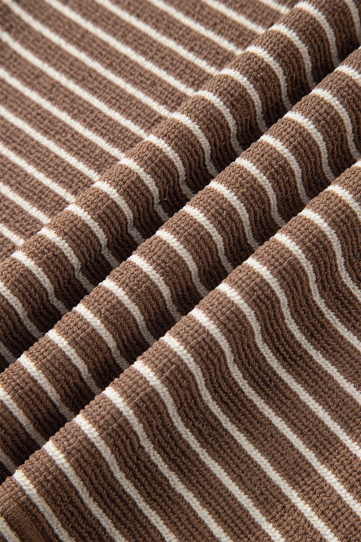 Khaki Stripe Crew Neck Tee Drawstring Waist Cropped Pants Set-Two Piece Sets/Pant Sets-[Adult]-[Female]-2022 Online Blue Zone Planet