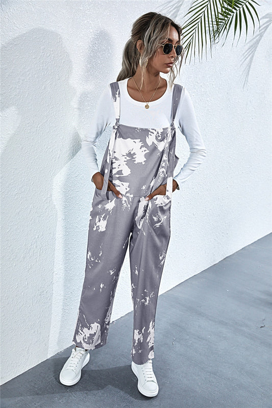 Pocketed Tie-Dye Wide Strap Overalls-TOPS / DRESSES-[Adult]-[Female]-Gray-S-2022 Online Blue Zone Planet