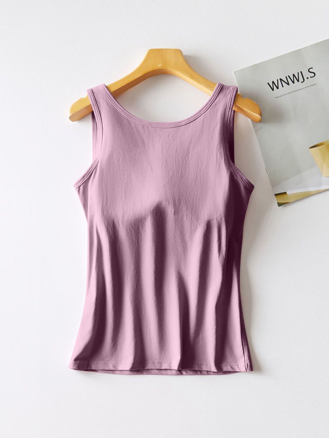 Blue Zone Planet | Round Neck Tank with Bra-TOPS / DRESSES-[Adult]-[Female]-Lilac-M-2022 Online Blue Zone Planet