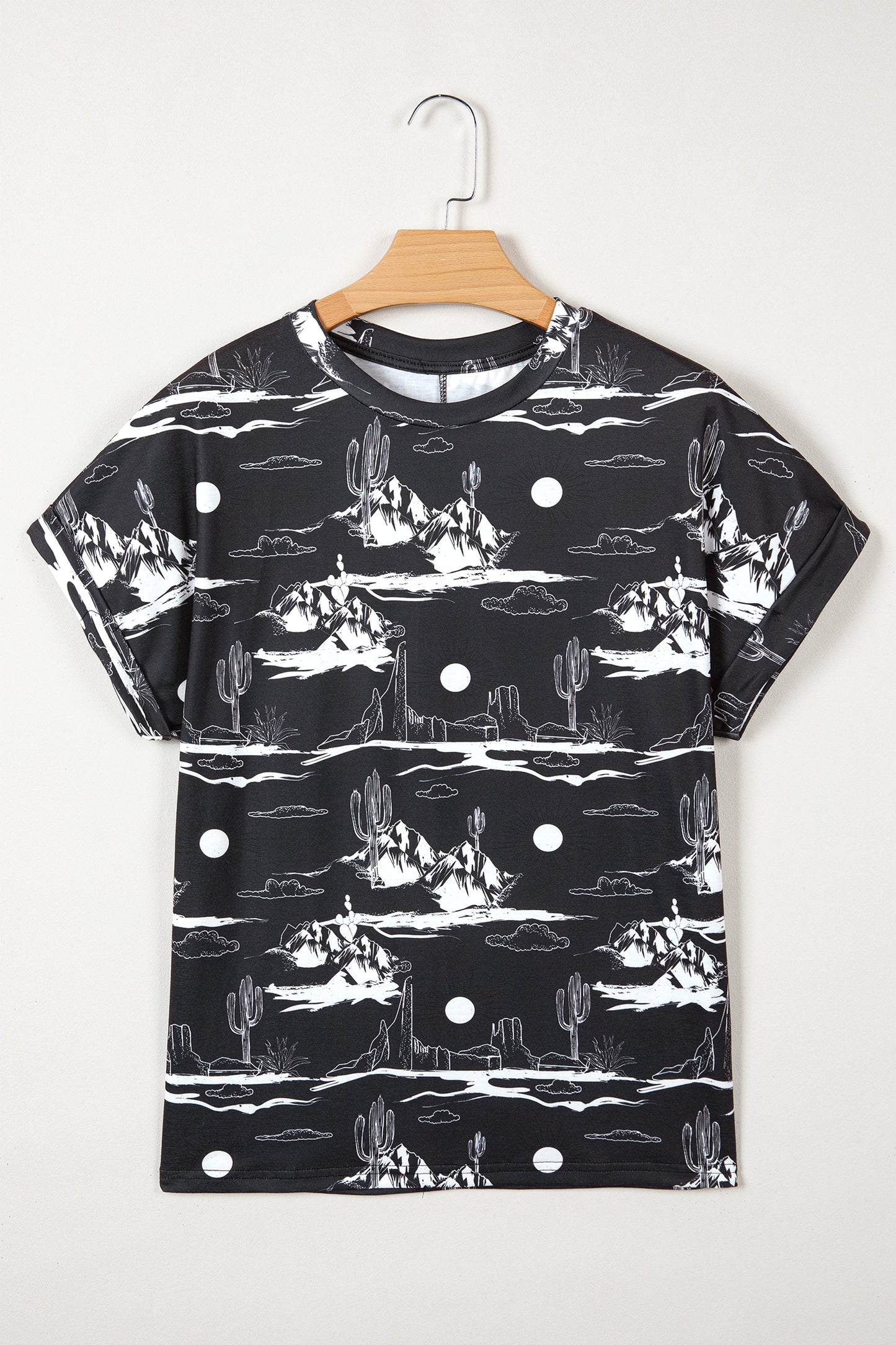 Chestnut Desert Sand Print Short Sleeve Knit Top-Tops/Tops & Tees-[Adult]-[Female]-2022 Online Blue Zone Planet