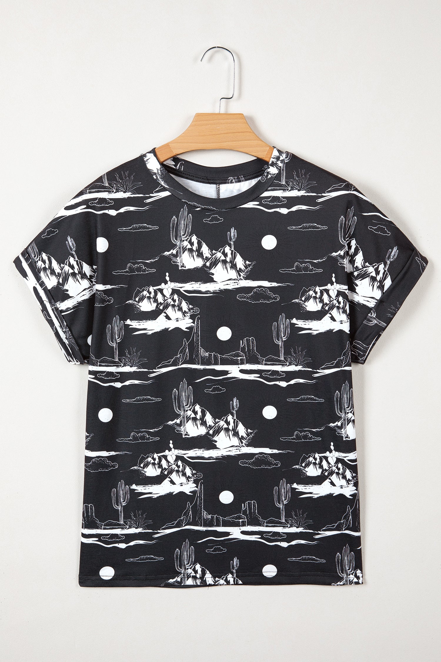 Chestnut Desert Sand Print Short Sleeve Knit Top-Tops/Tops & Tees-[Adult]-[Female]-2022 Online Blue Zone Planet