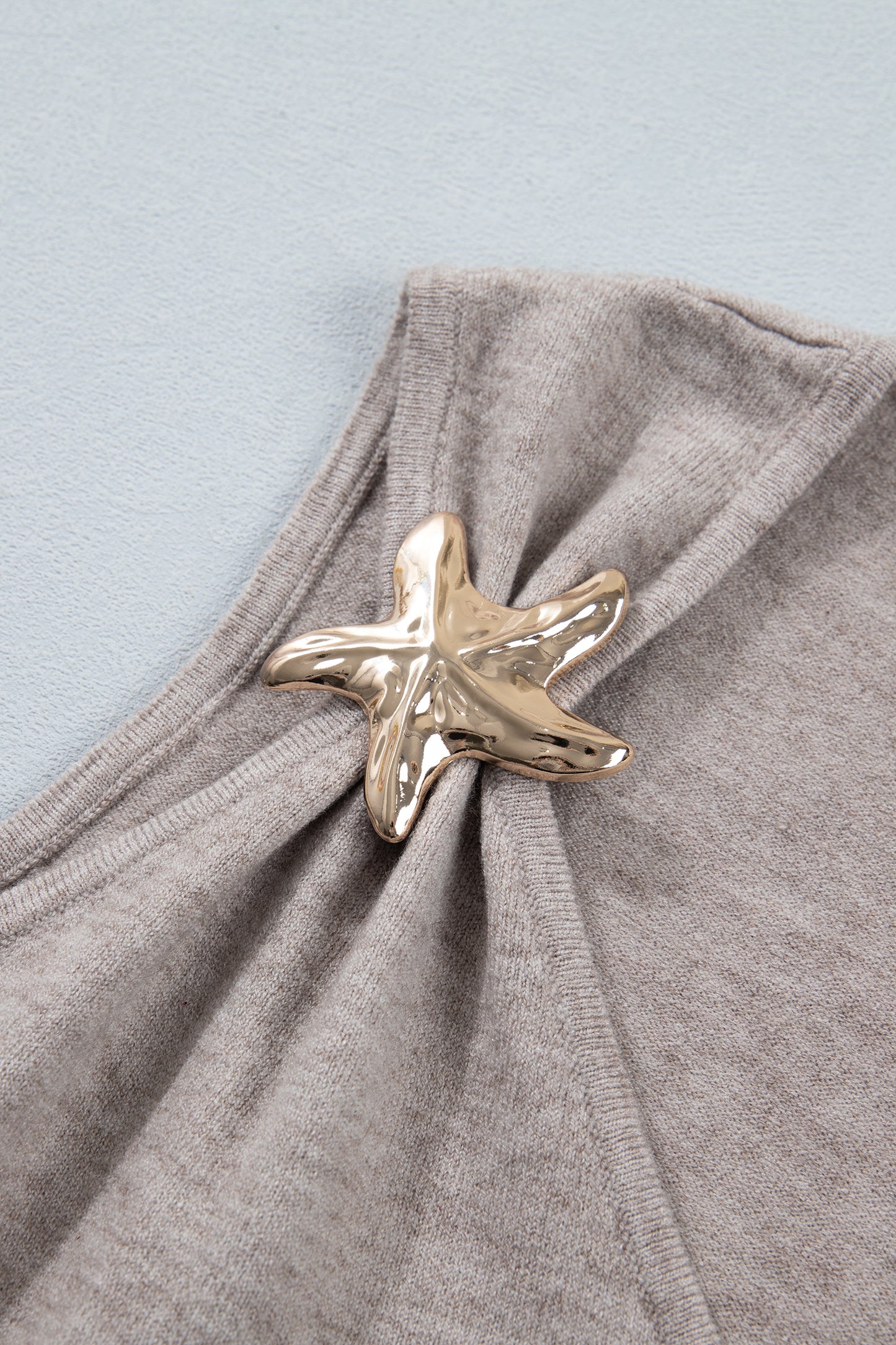Gray Morn Metal Star Detail V Neck Sweater Knit Tank Top-Sweaters & Cardigans/Sweater Vests-[Adult]-[Female]-2022 Online Blue Zone Planet