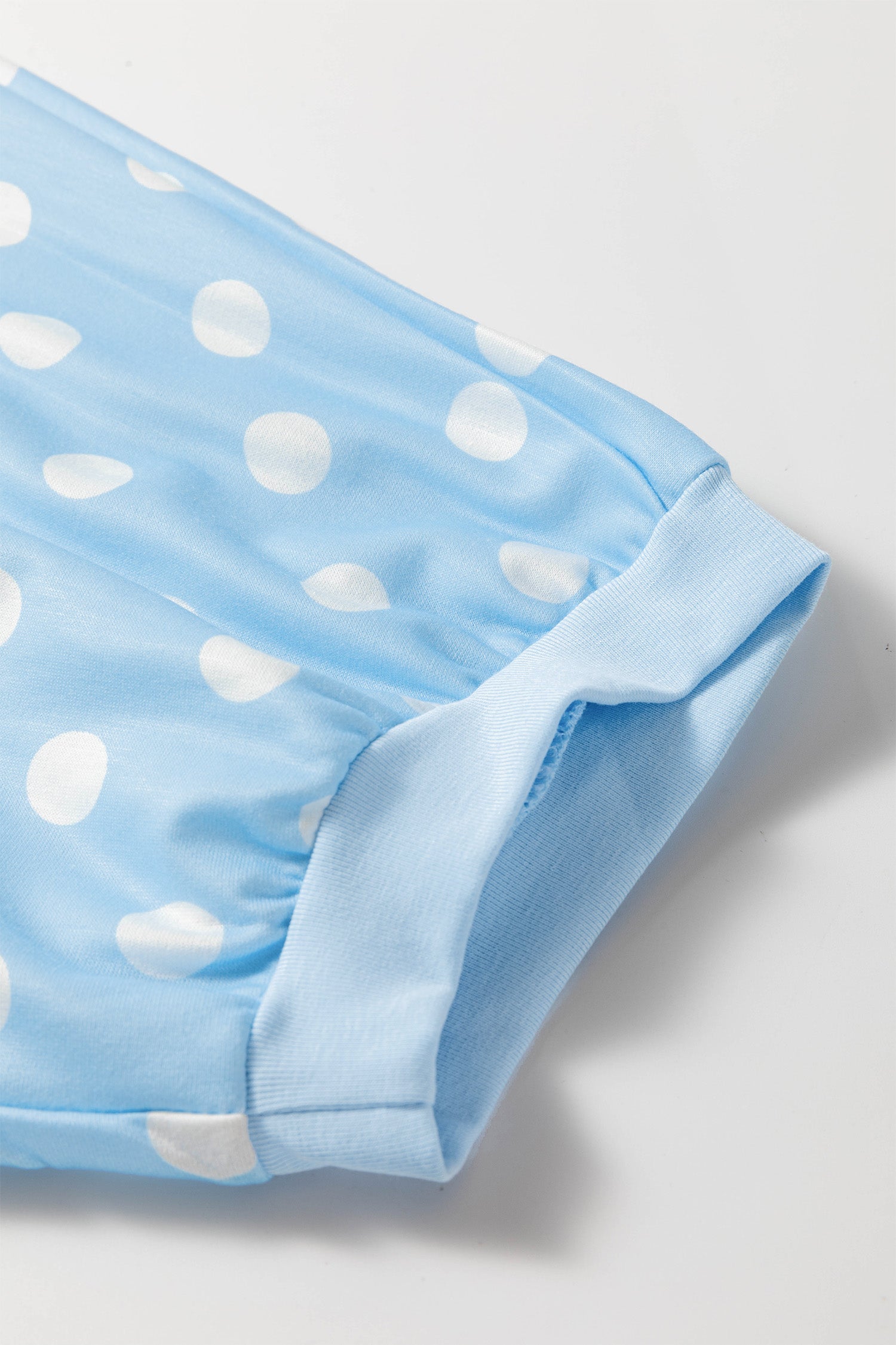 Sky Blue Polka Dot Oversized Top Drawstring Short Set-Two Piece Sets/Short Sets-[Adult]-[Female]-2022 Online Blue Zone Planet