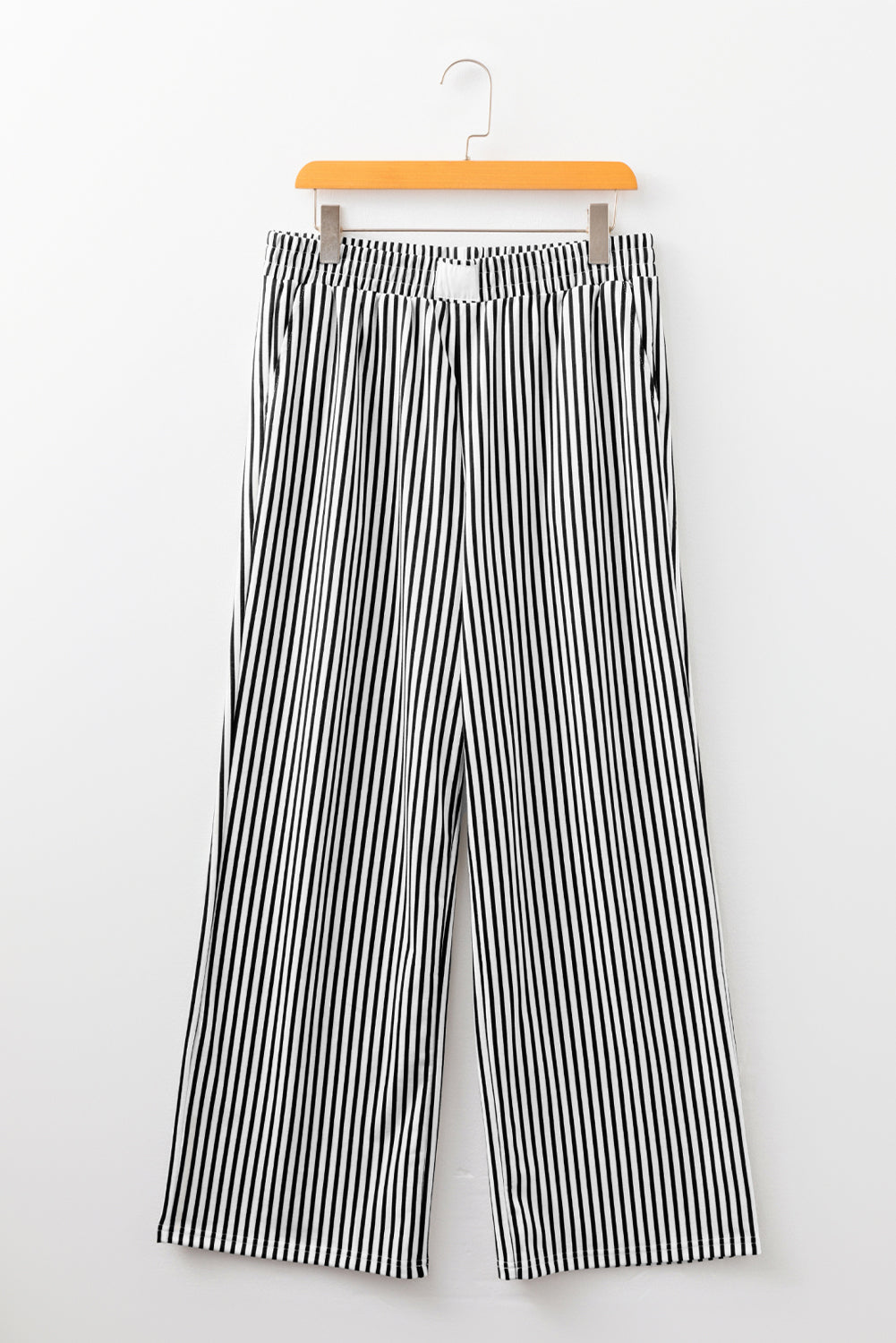 Black Stripe Elastic High Waist Pocketed Loose Pants-Bottoms/Pants & Culotte-[Adult]-[Female]-2022 Online Blue Zone Planet