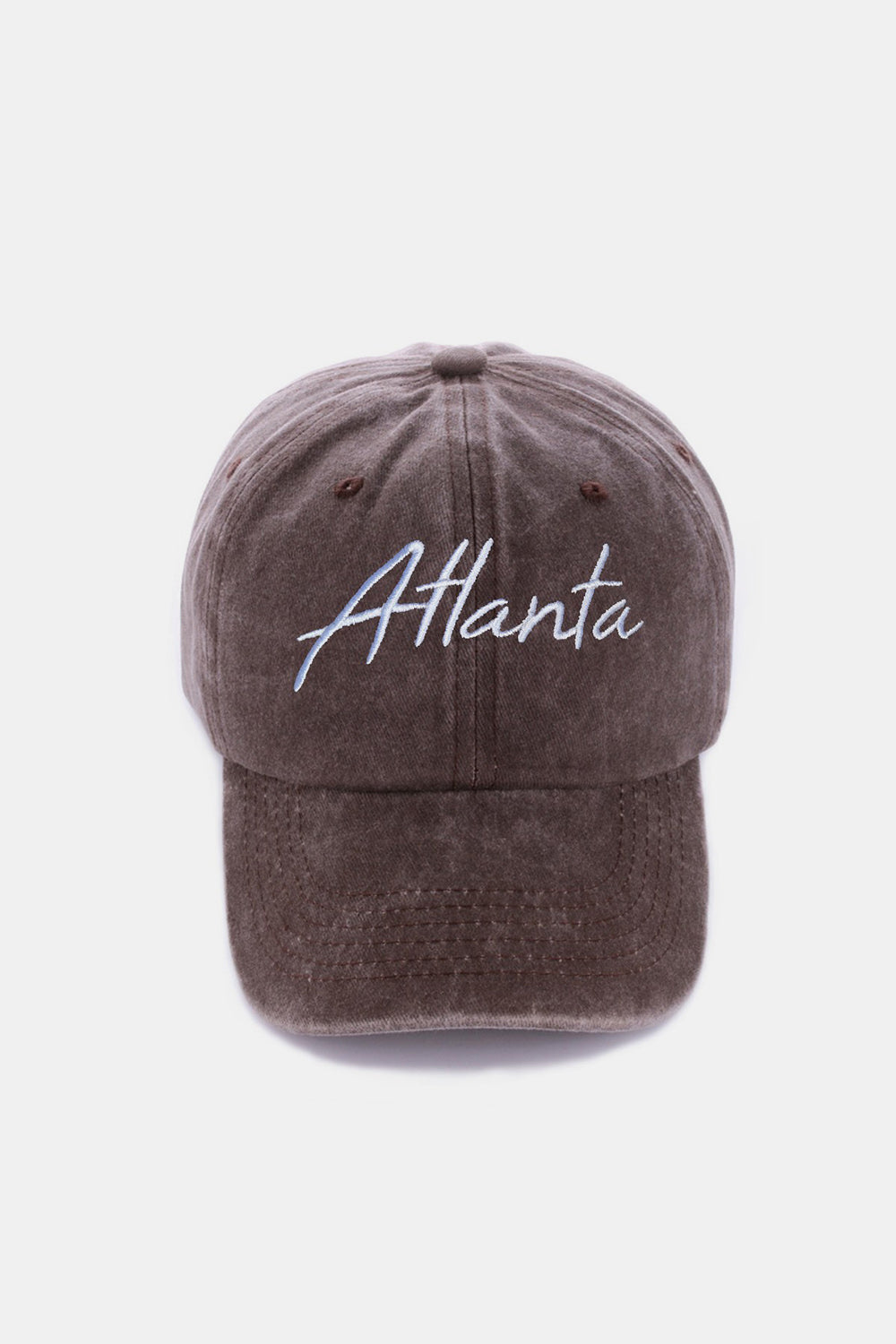 Zenana Washed ATLANTA Embroidered Baseball Cap-BASEBALL HATS-[Adult]-[Female]-Atlanta Brown-One Size-2022 Online Blue Zone Planet