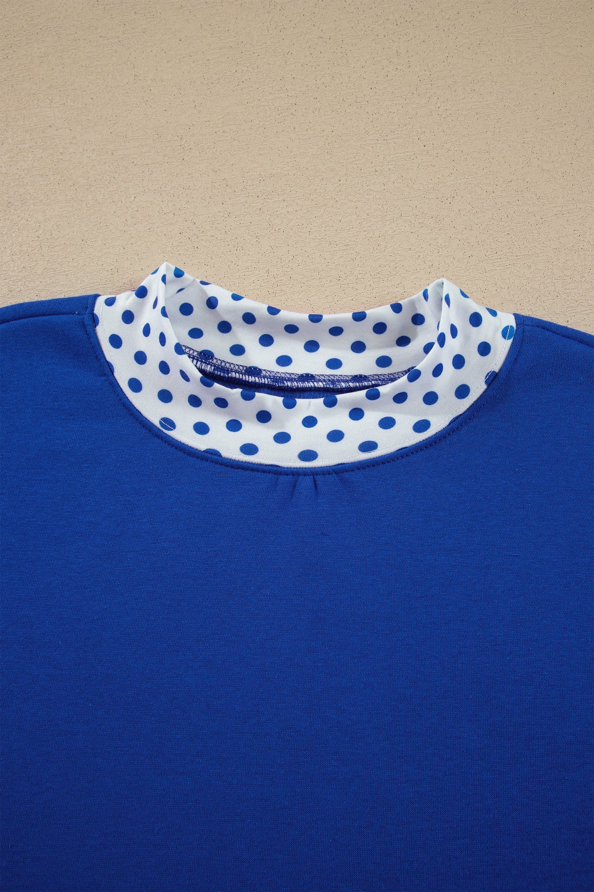 Dark Blue Polka Dot Trim Baggy Pullover 2pcs Short Set-Two Piece Sets/Short Sets-[Adult]-[Female]-2022 Online Blue Zone Planet