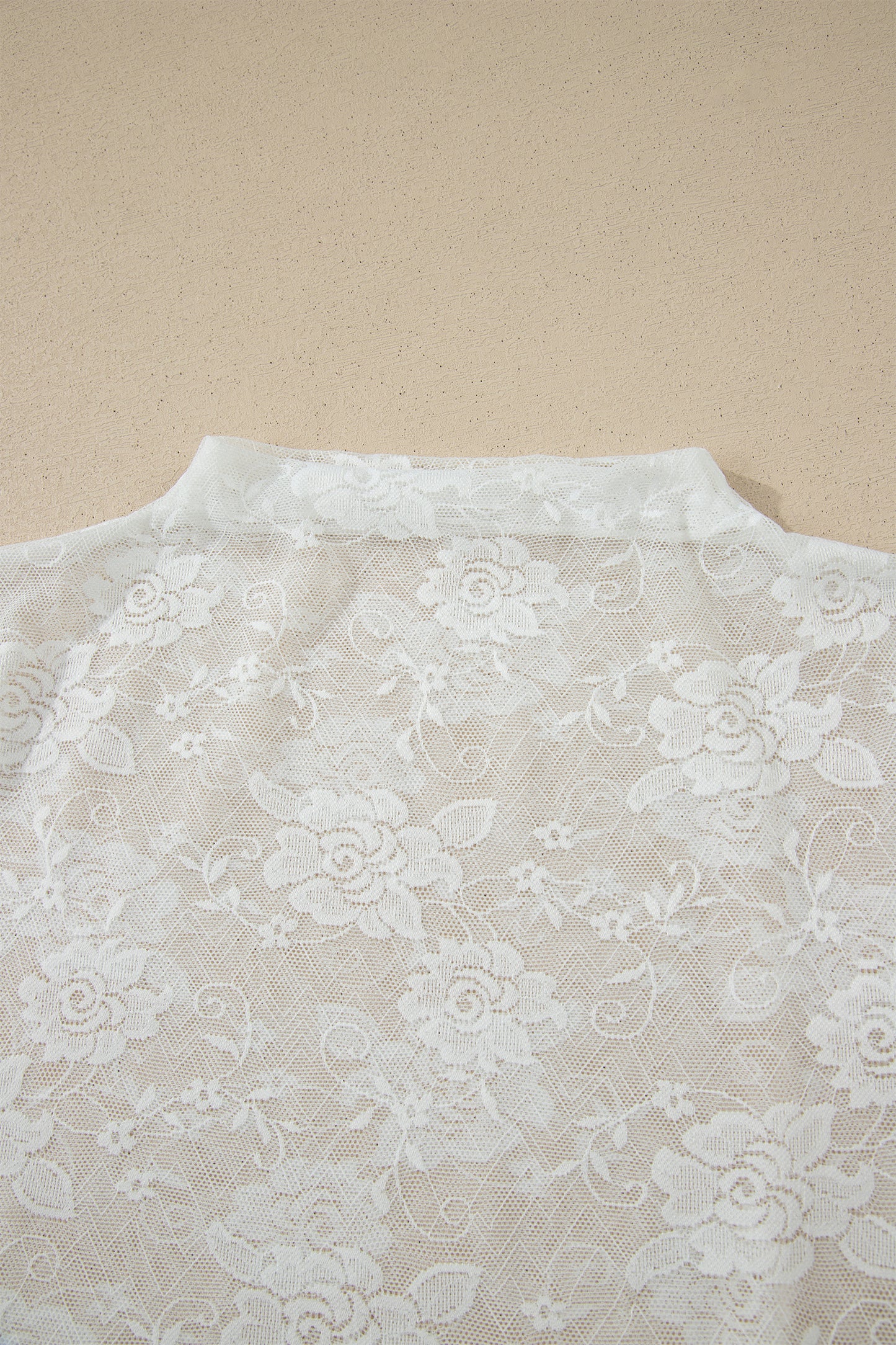 White Sheer Lace Round Neck T Shirt-Tops/Tops & Tees-[Adult]-[Female]-2022 Online Blue Zone Planet