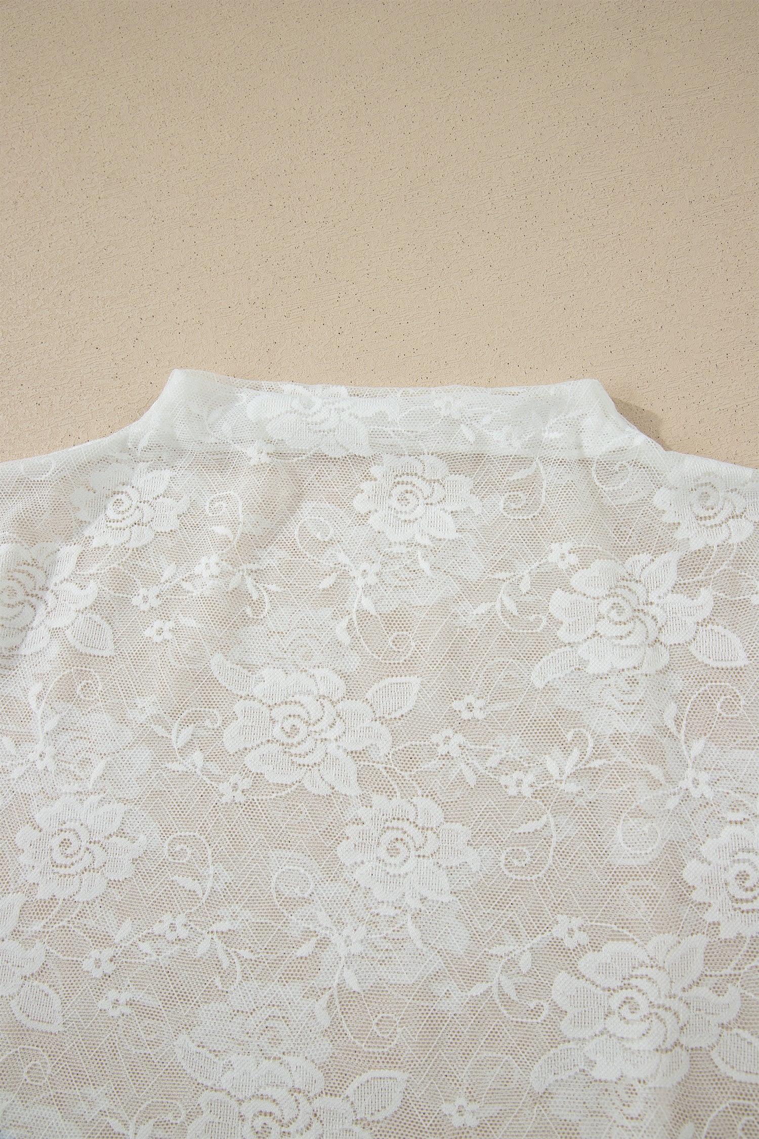 White Sheer Lace Round Neck T Shirt-Tops/Tops & Tees-[Adult]-[Female]-2022 Online Blue Zone Planet