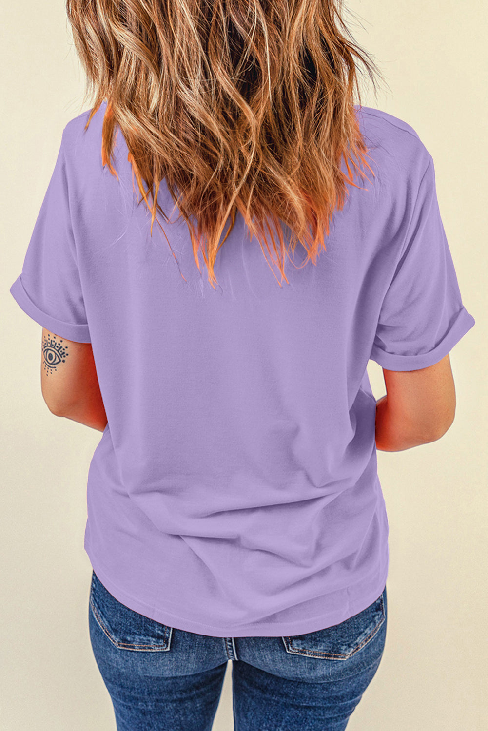 Wisteria Celebrative Easter Eggs Bow Print Casual T Shirt-Graphic/Graphic Tees-[Adult]-[Female]-2022 Online Blue Zone Planet