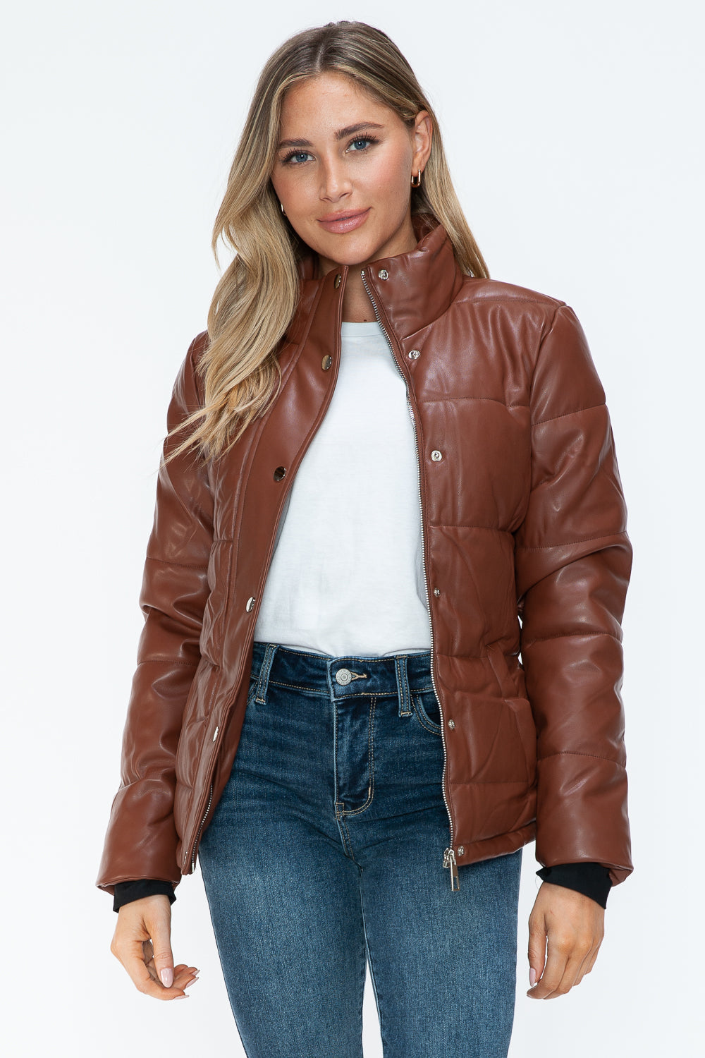 Blue Zone Planet | YMI Pocketed Zip Up Turtleneck Puffer Jacket-TOPS / DRESSES-[Adult]-[Female]-2022 Online Blue Zone Planet