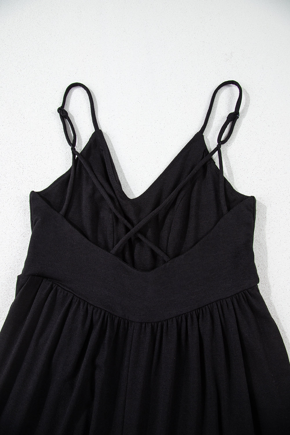 Black Spaghetti Straps Open Back Pleated Wide Leg Jumpsuit-Bottoms/Jumpsuits & Rompers-[Adult]-[Female]-2022 Online Blue Zone Planet