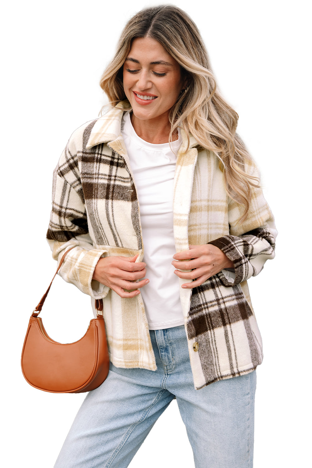 Multicolour Plaid Patchwork Side Pockets Buttoned Shacket-Outerwear/Plaid Shackets-[Adult]-[Female]-2022 Online Blue Zone Planet