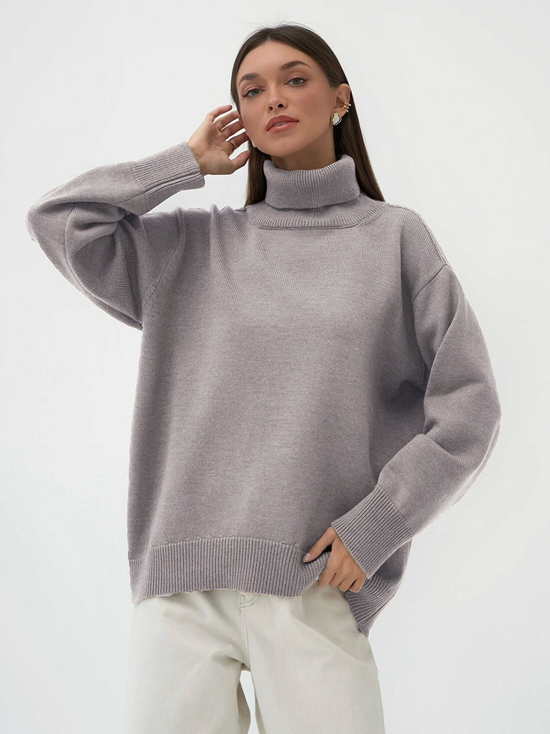 Turtleneck Long Sleeve Sweater-TOPS / DRESSES-[Adult]-[Female]-2022 Online Blue Zone Planet