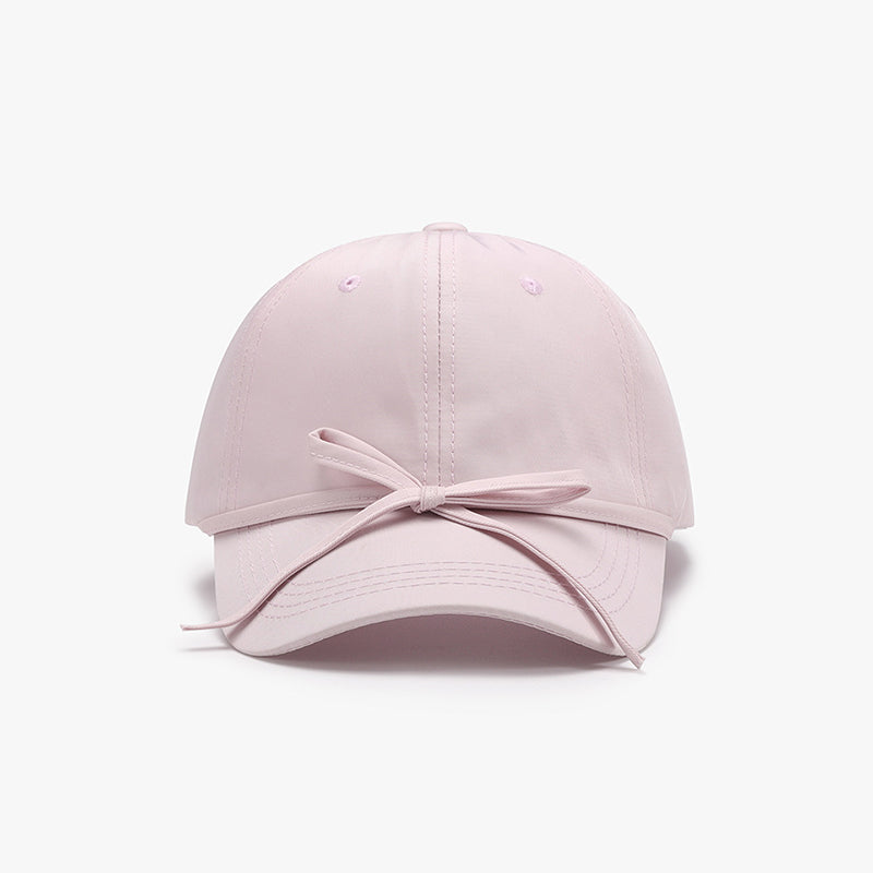 Tied Bow Cotton Baseball Cap-BASEBALL HATS-[Adult]-[Female]-Blush Pink-One Size-2022 Online Blue Zone Planet