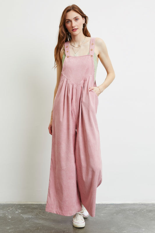 HEYSON Full Size Corduroy Sleeveless Wide-Leg Overall-TOPS / DRESSES-[Adult]-[Female]-Powder Pink-S-2022 Online Blue Zone Planet