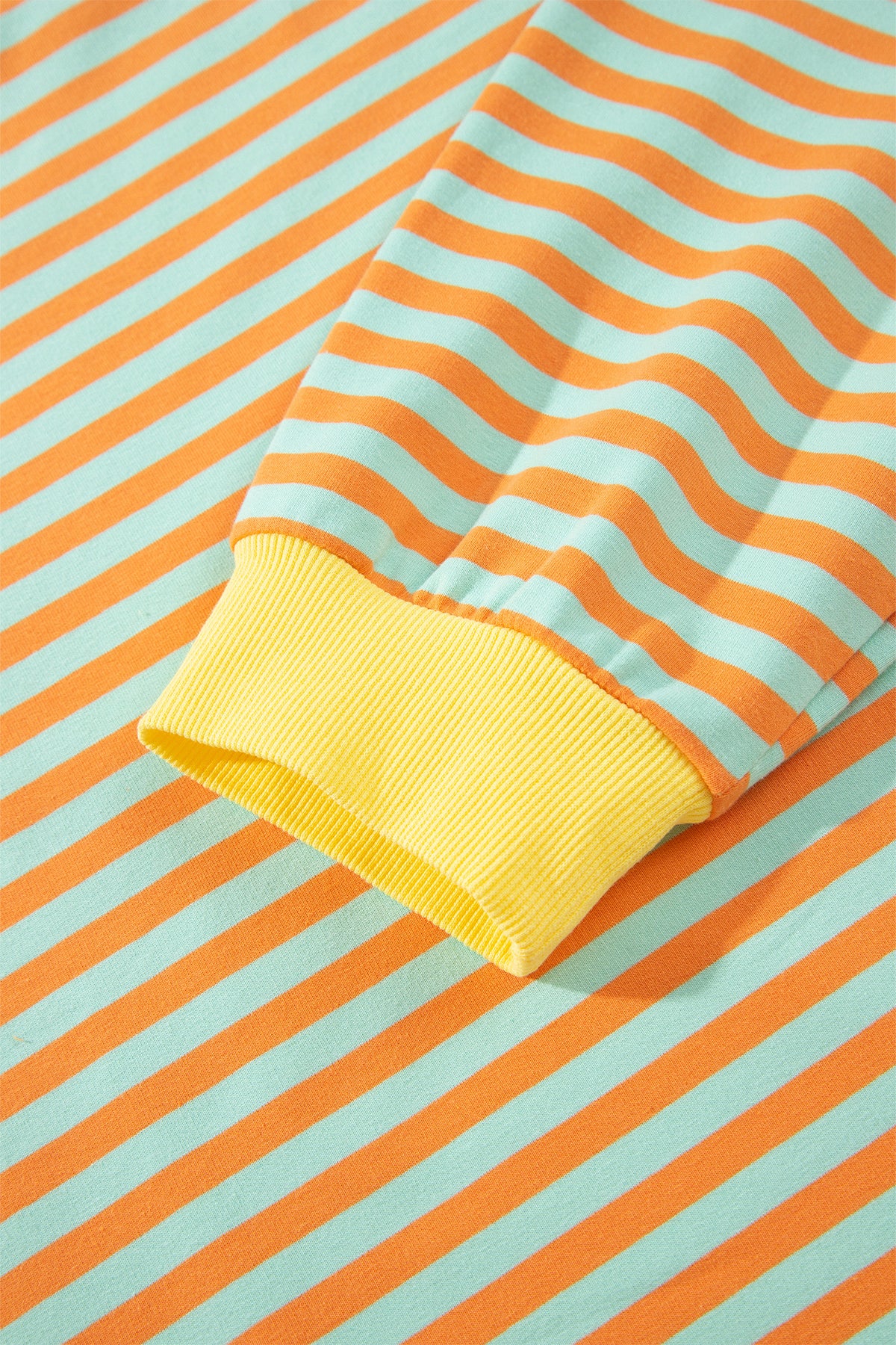 Orange Stripe High Neck Striped Colorblock Tunic Plus Size Sweatshirt-Plus Size/Plus Size Sweatshirts & Hoodies-[Adult]-[Female]-2022 Online Blue Zone Planet