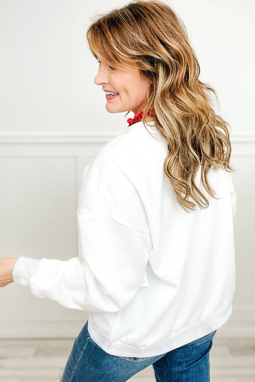 White Plaid MERRY Christmas Holiday Sweatshirt-Sweatshirts & Hoodies-[Adult]-[Female]-2022 Online Blue Zone Planet