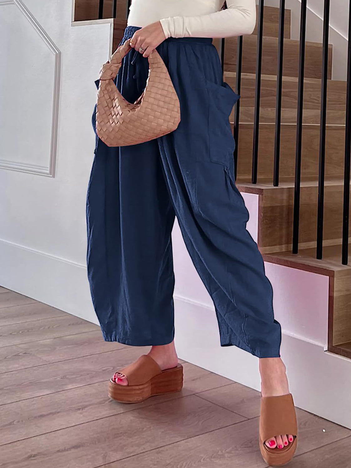 Full Size Wide Leg Pants with Pockets-BOTTOMS SIZES SMALL MEDIUM LARGE-[Adult]-[Female]-2022 Online Blue Zone Planet