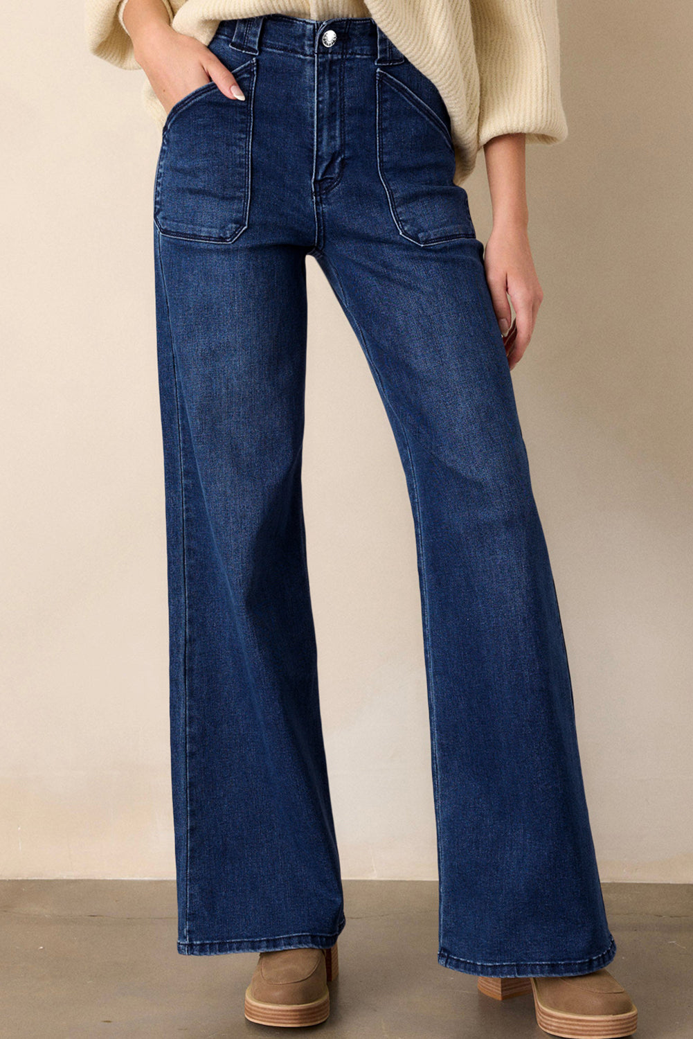 Dirty blue Daily Fashion Straight Leg Mid-rise Shift Jeans-Bottoms/Jeans-[Adult]-[Female]-Dirty blue-4-2022 Online Blue Zone Planet