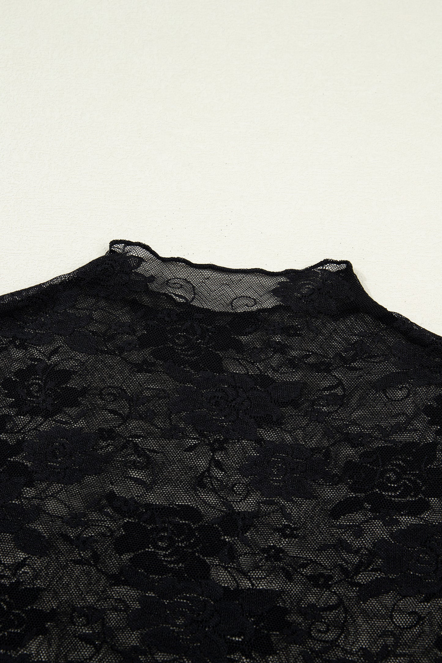 Black Floral Lace Mesh Short Sleeve Sheer Top-Tops/Tops & Tees-[Adult]-[Female]-2022 Online Blue Zone Planet