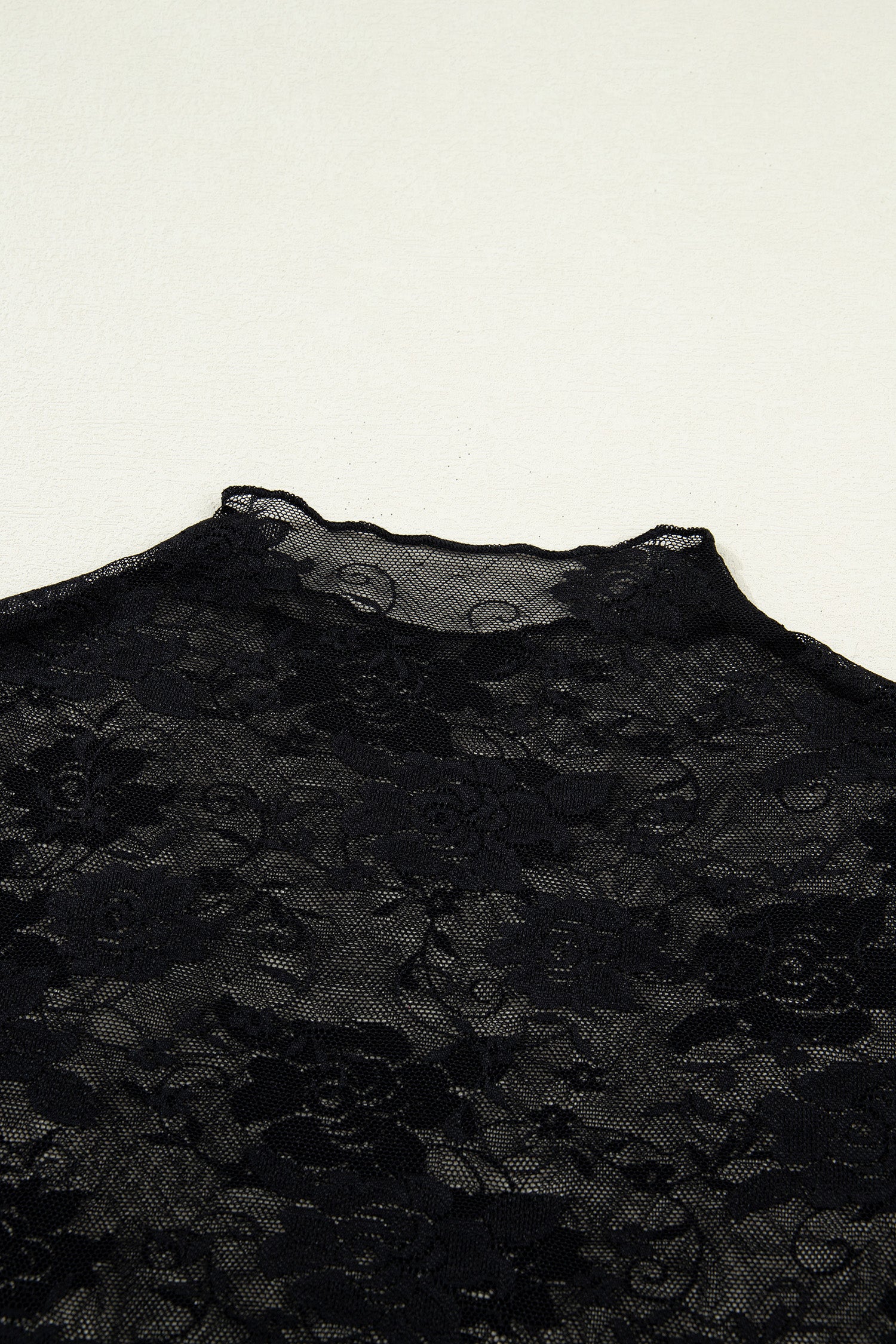 Black Floral Lace Mesh Short Sleeve Sheer Top-Tops/Tops & Tees-[Adult]-[Female]-2022 Online Blue Zone Planet