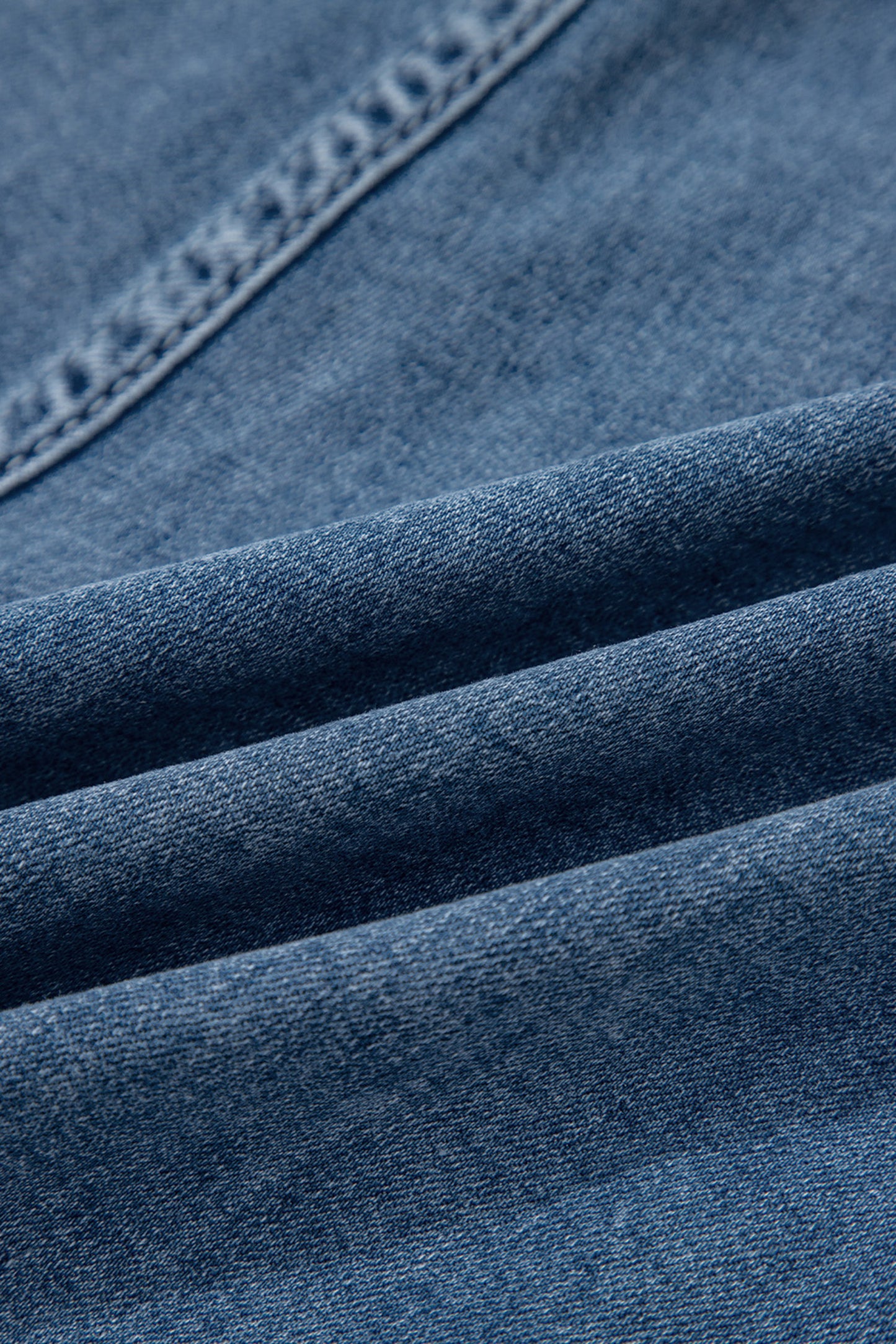 Dusk Blue Flap Pockets Denim Shorts-Bottoms/Denim Shorts-[Adult]-[Female]-2022 Online Blue Zone Planet